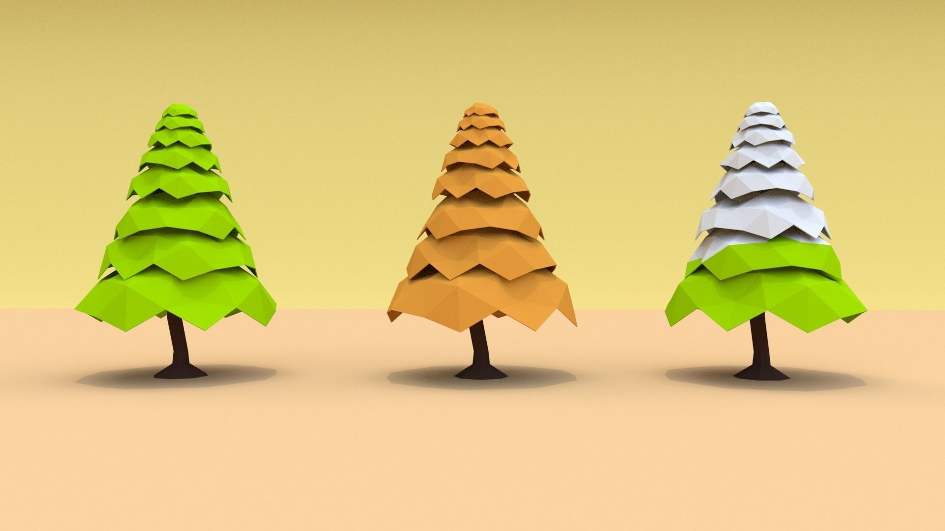 Trees Pack 06 Low-poly 3D model_5