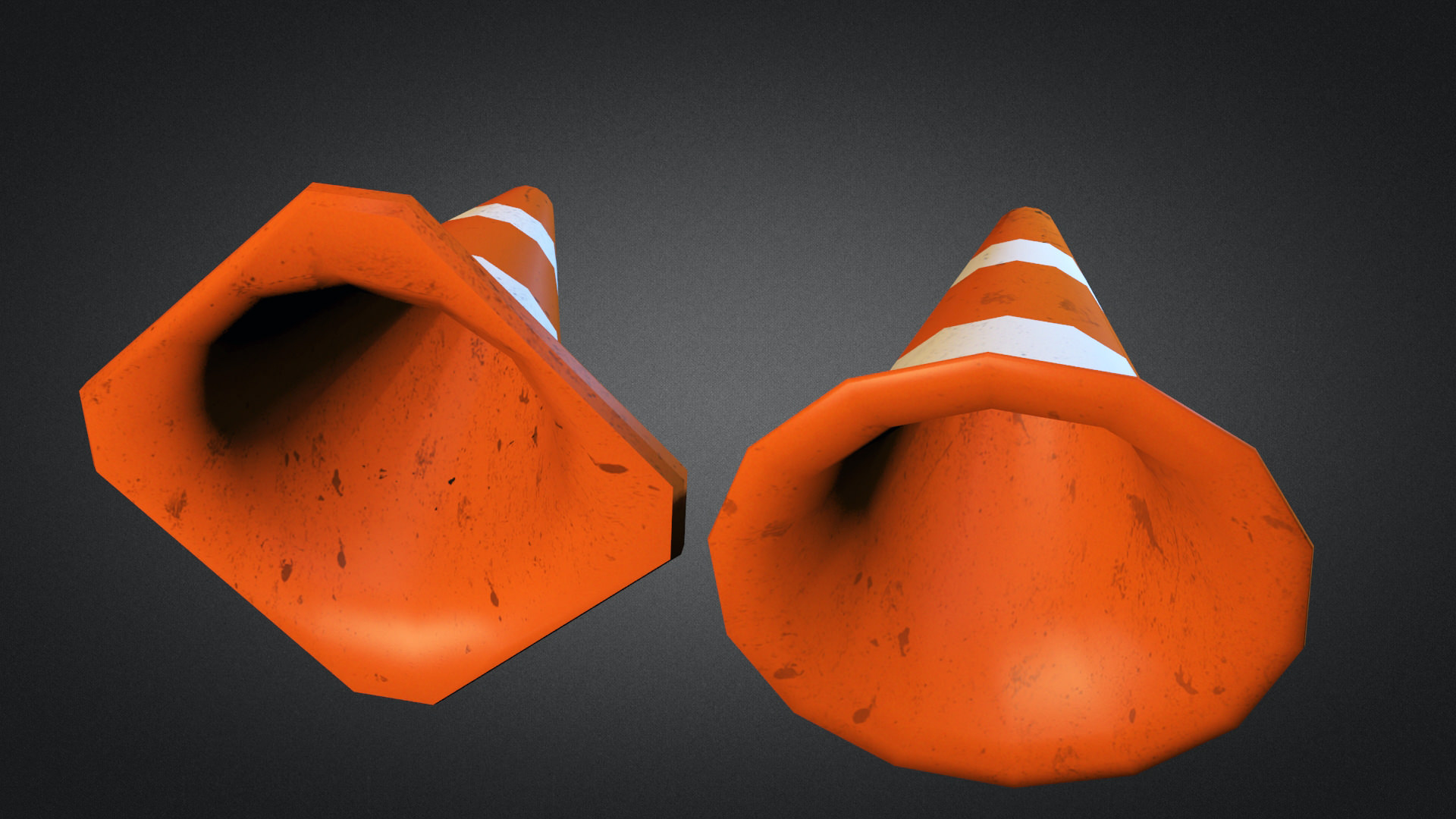 Traffic Cones Low-poly 3D model_1