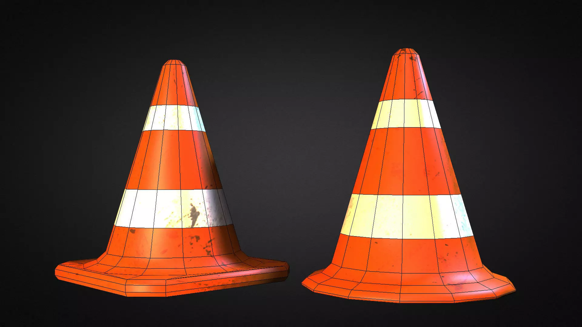 Traffic Cones Low-poly 3D model_0