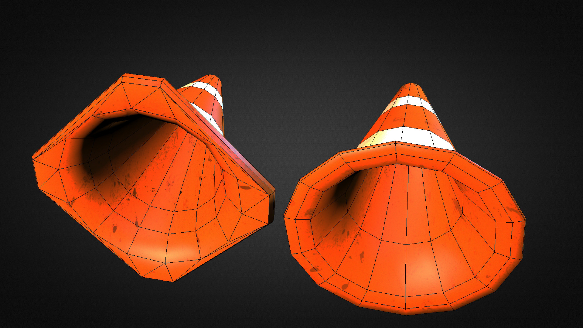 Traffic Cones Low-poly 3D model_2