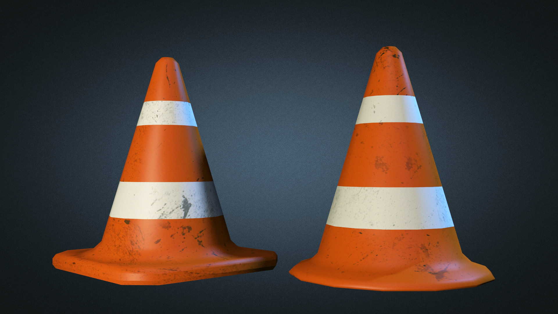 Traffic Cones Low-poly 3D model_3