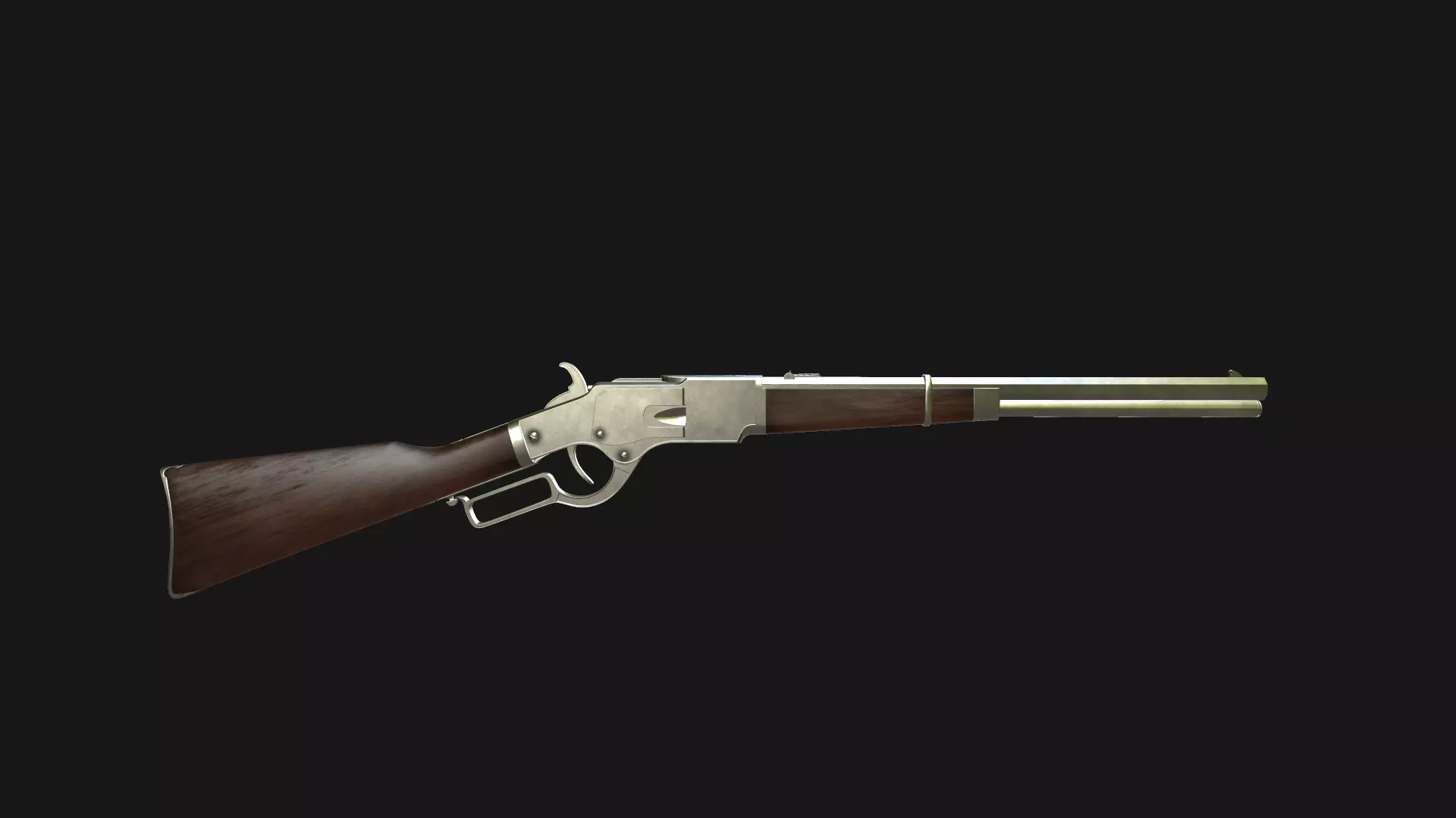 Winchester Rifle Low-poly 3D model_0