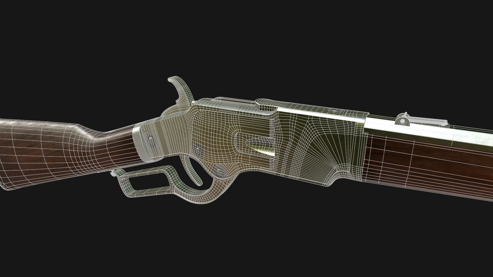 Winchester Rifle Low-poly 3D model_11