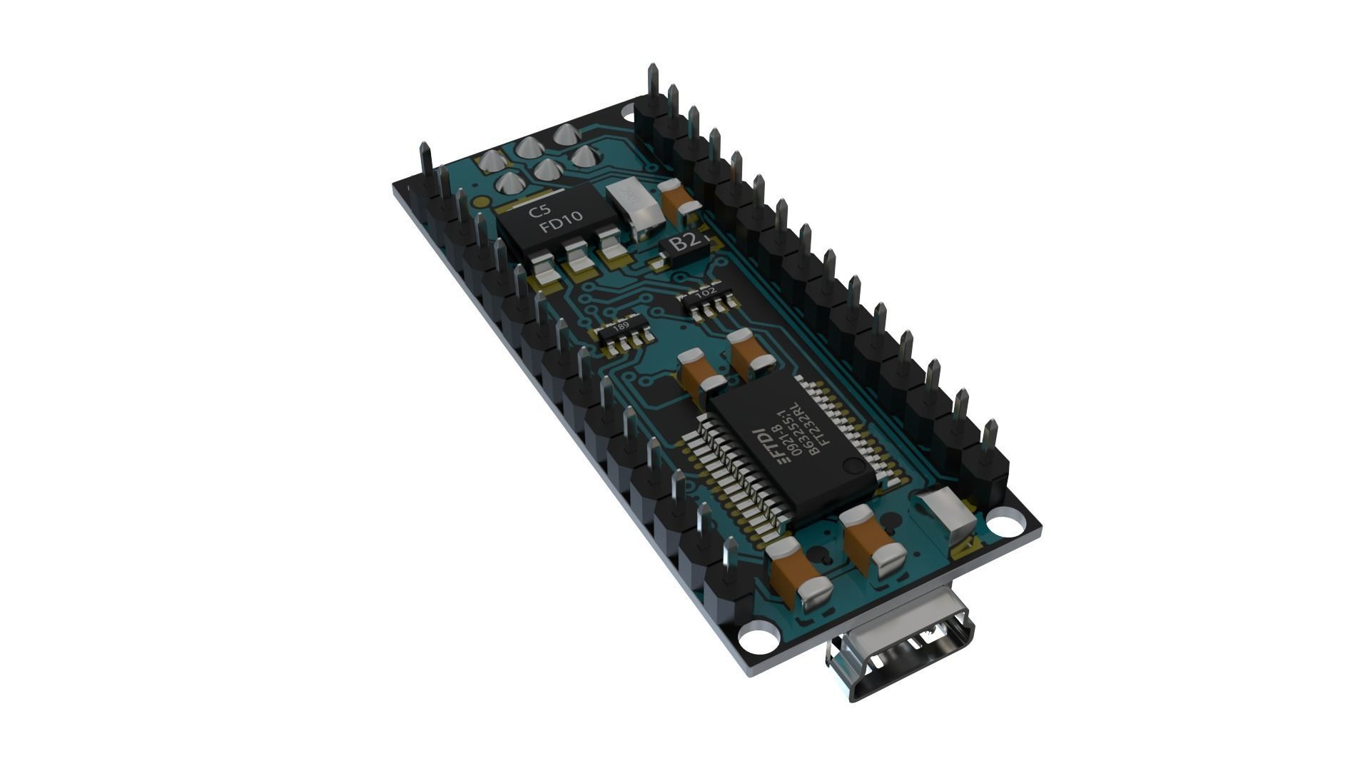 Arduino nano Low-poly 3D model_5