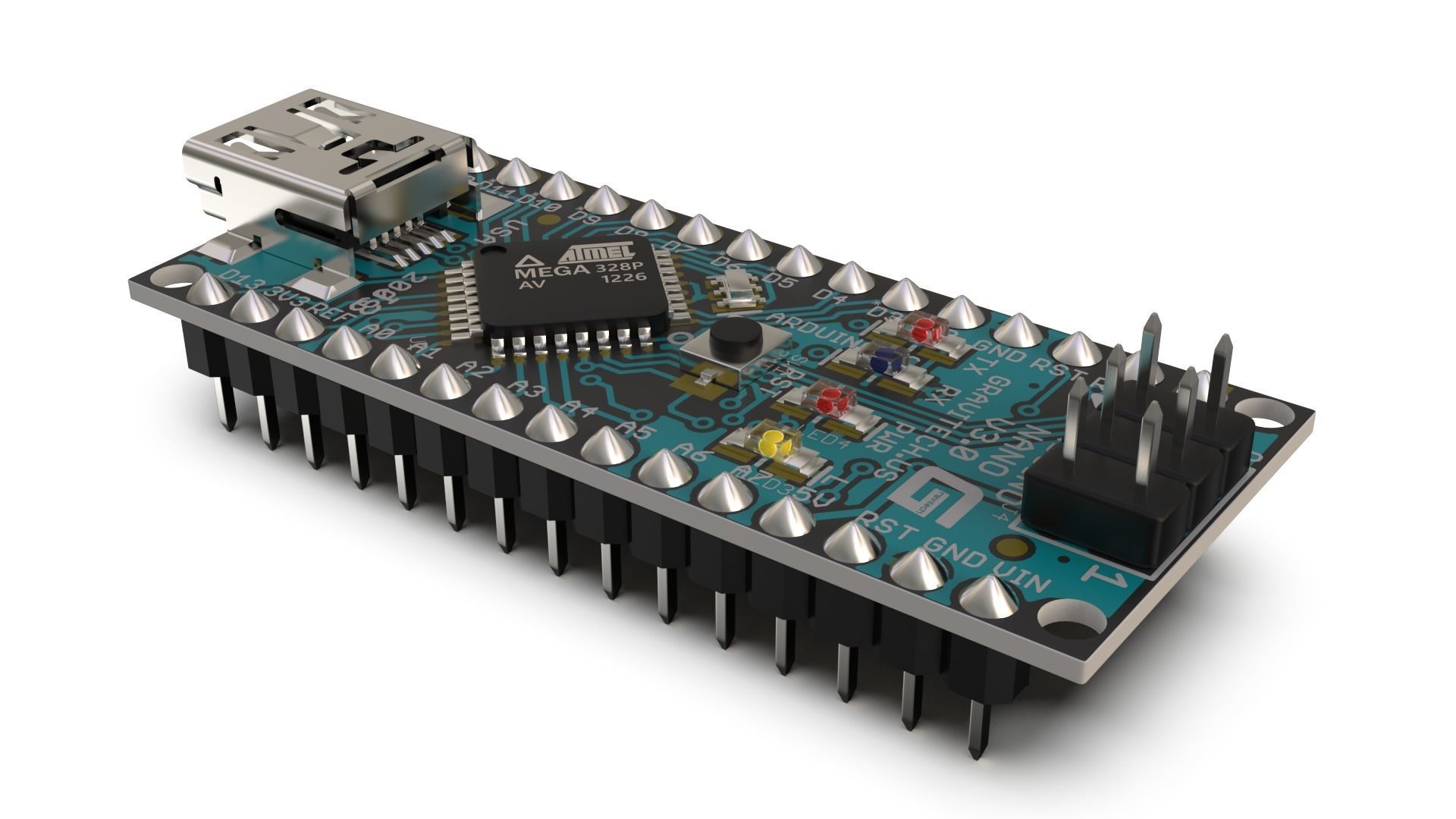 Arduino nano Low-poly 3D model_4