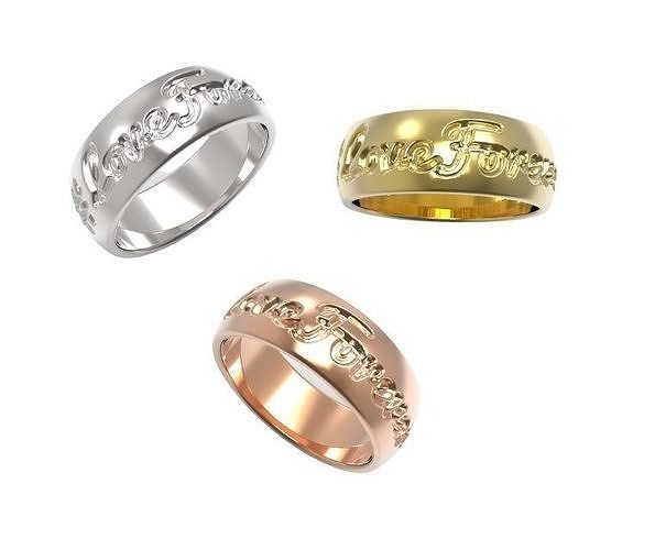 Modern wedding bands Love Forever ring 3D print model