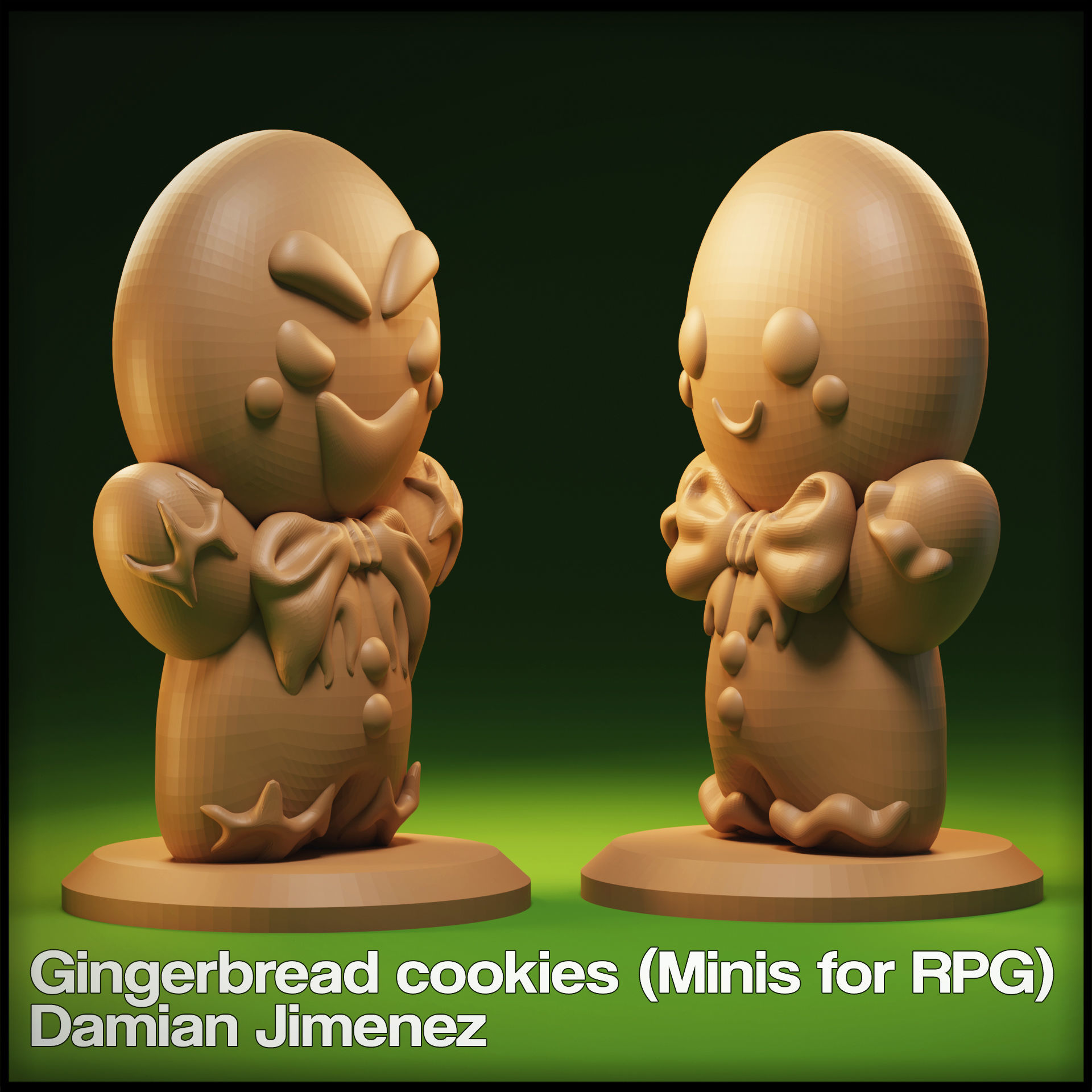 Evil Gingerbread Cookie Miniature For Tabletop Gaming RPG 3D print model_1