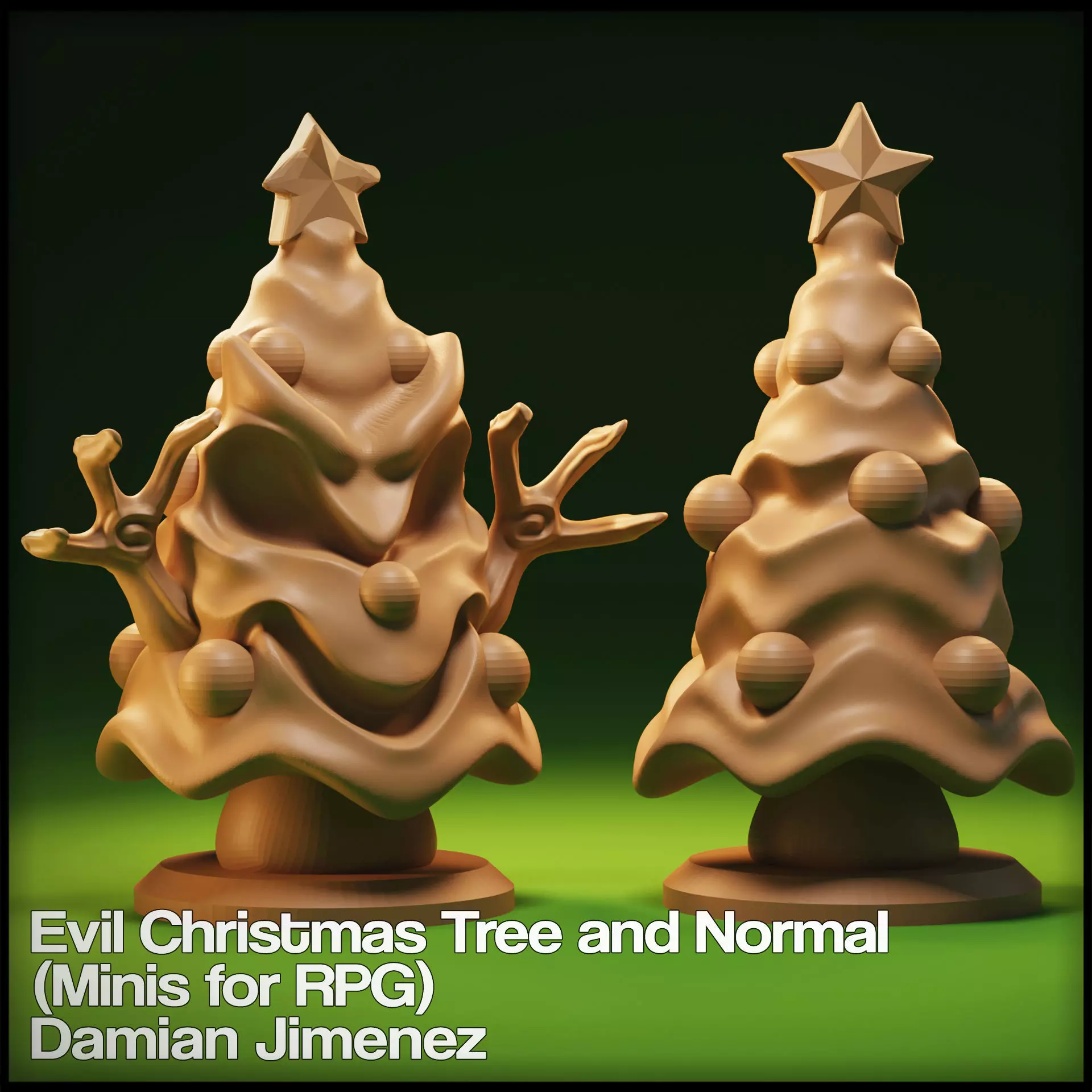Evil Christmas Tree Miniature for tabletop games RPG  3D print model_0