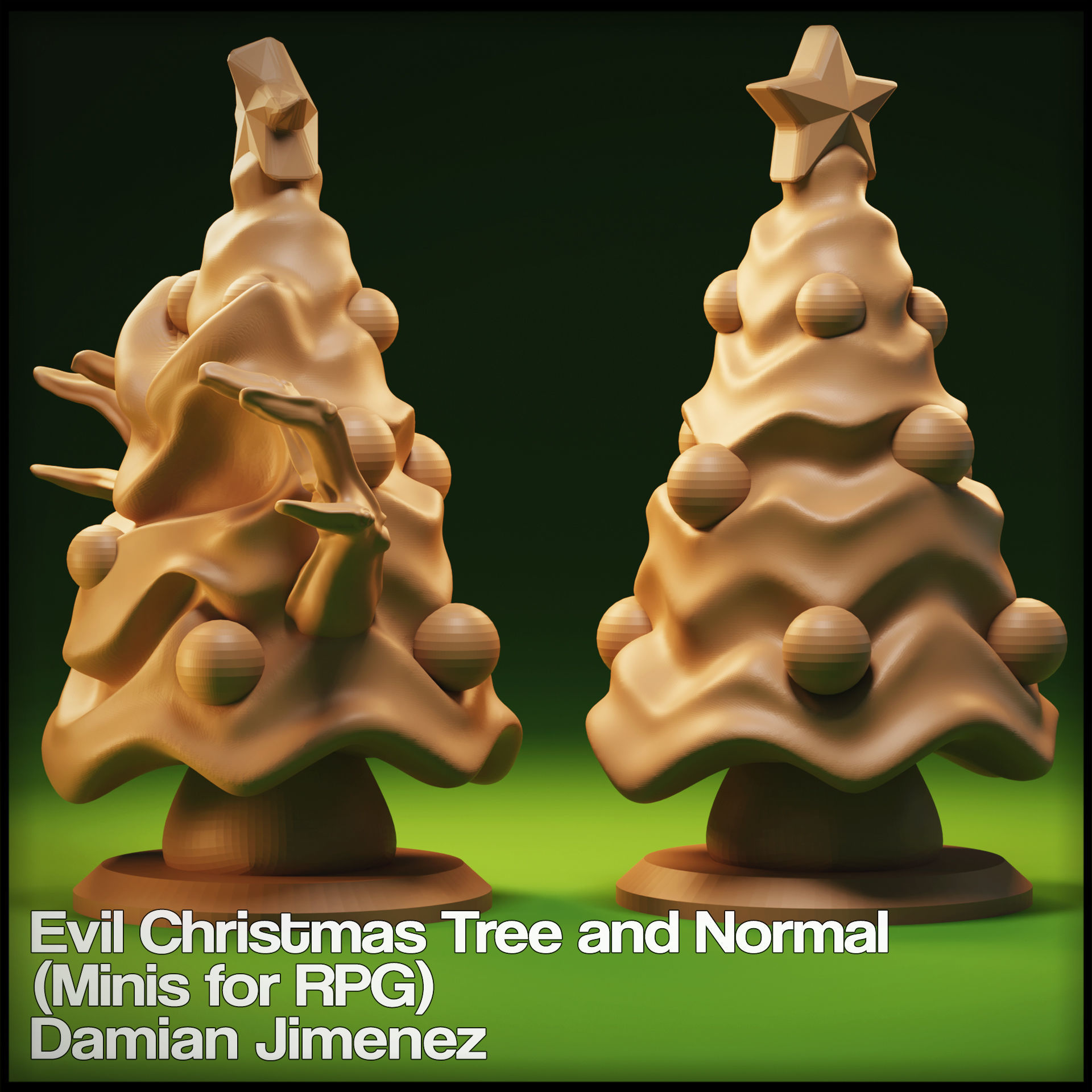 Evil Christmas Tree Miniature for tabletop games RPG  3D print model_2
