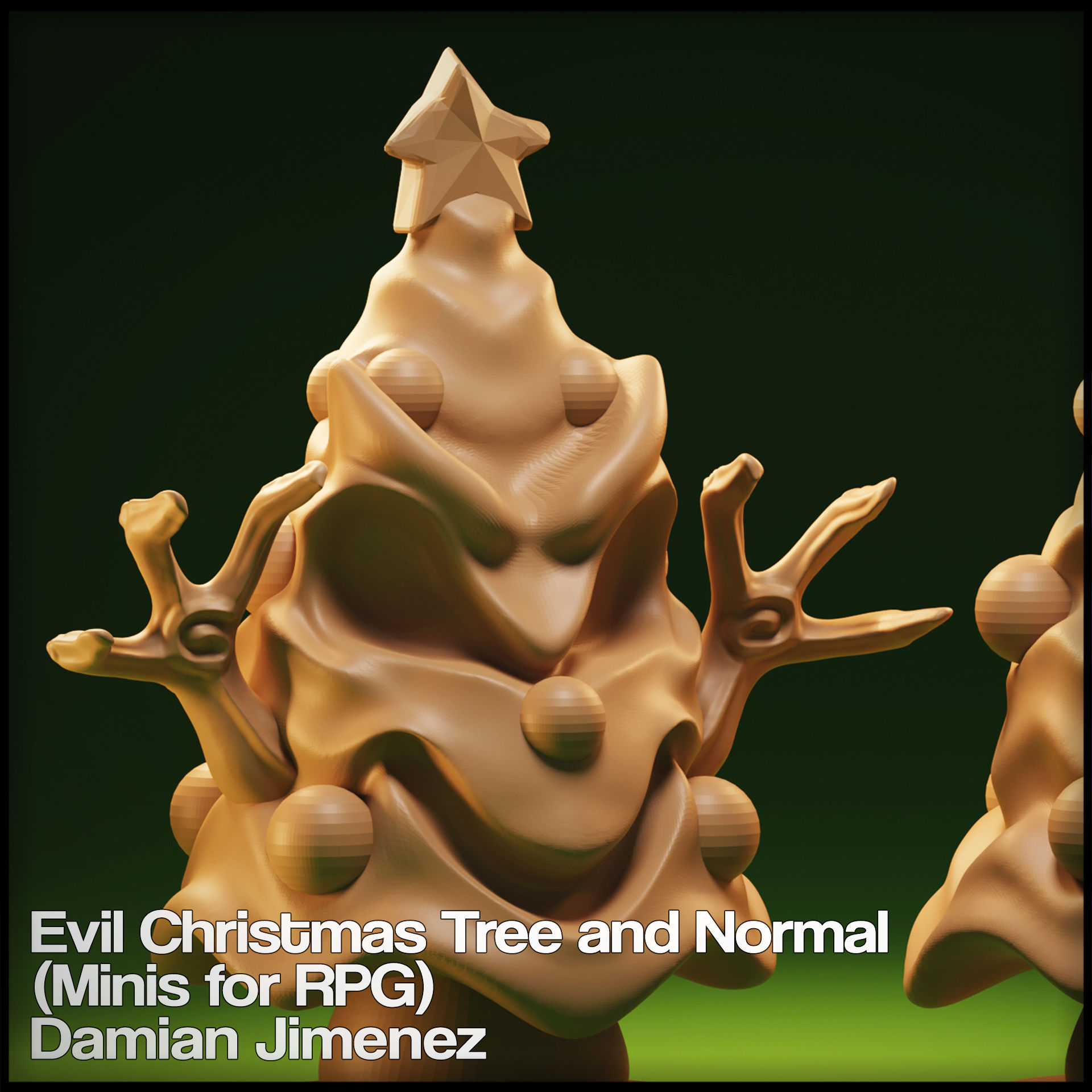 Evil Christmas Tree Miniature for tabletop games RPG  3D print model_3