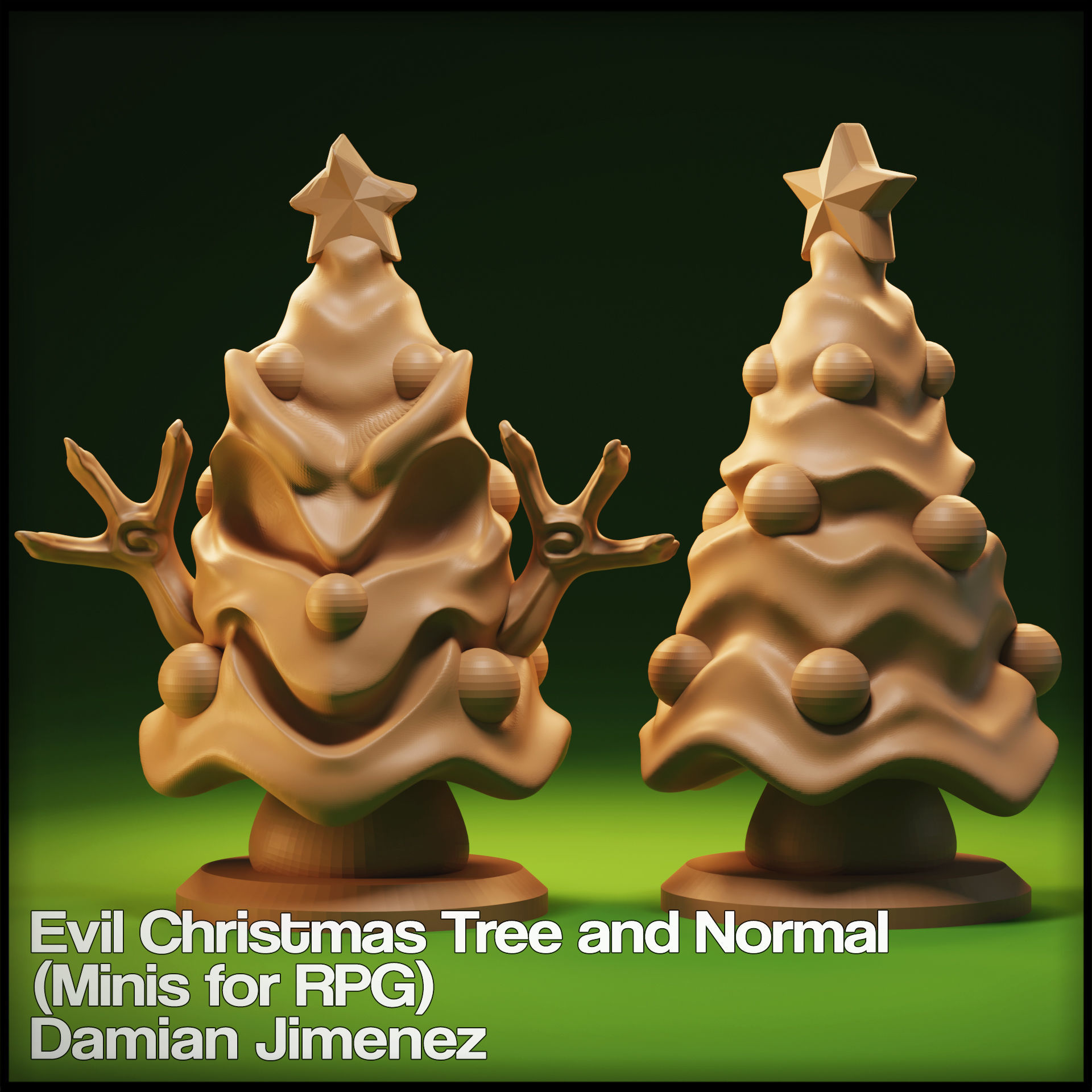 Evil Christmas Tree Miniature for tabletop games RPG  3D print model_1