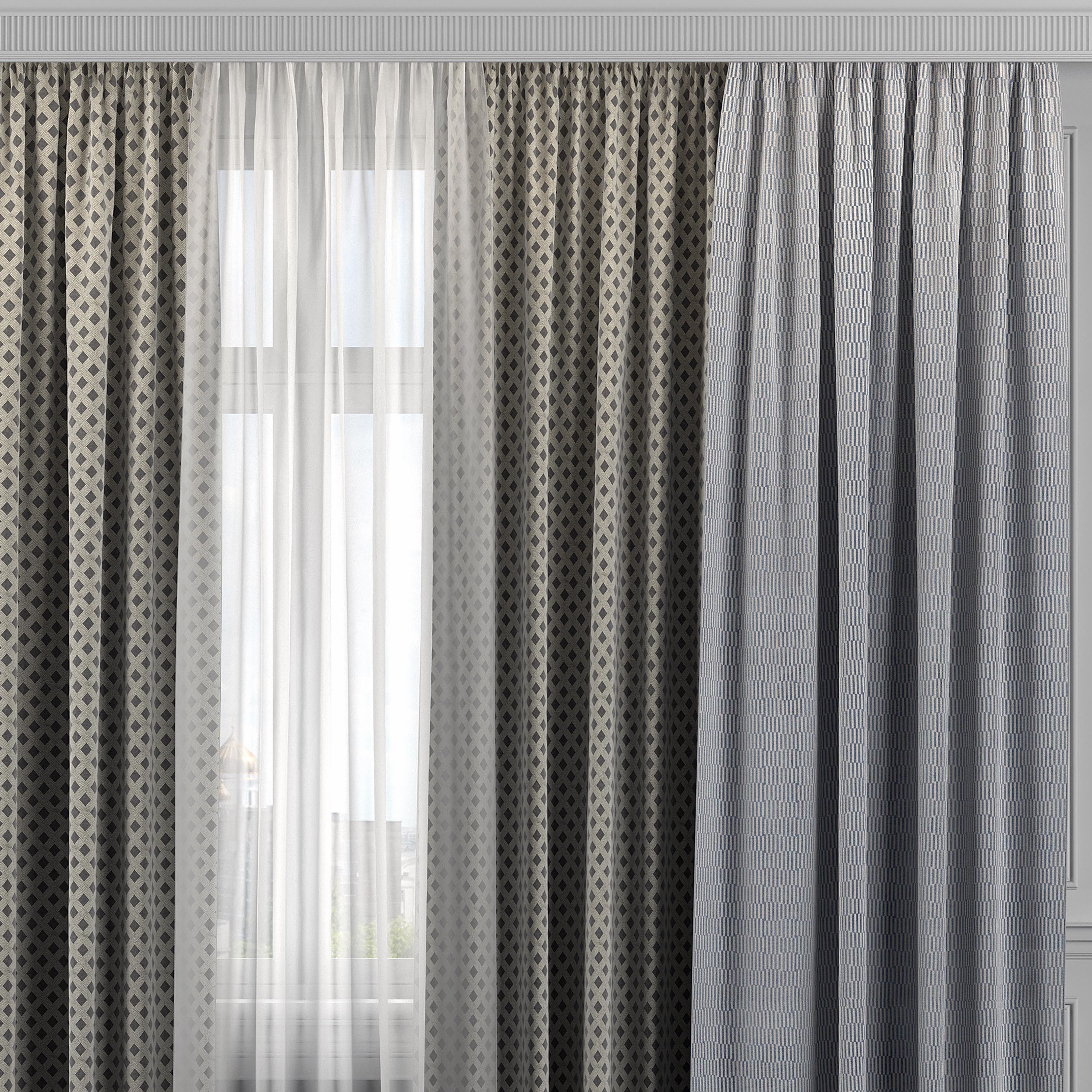 Curtain Set 302 3D model_1