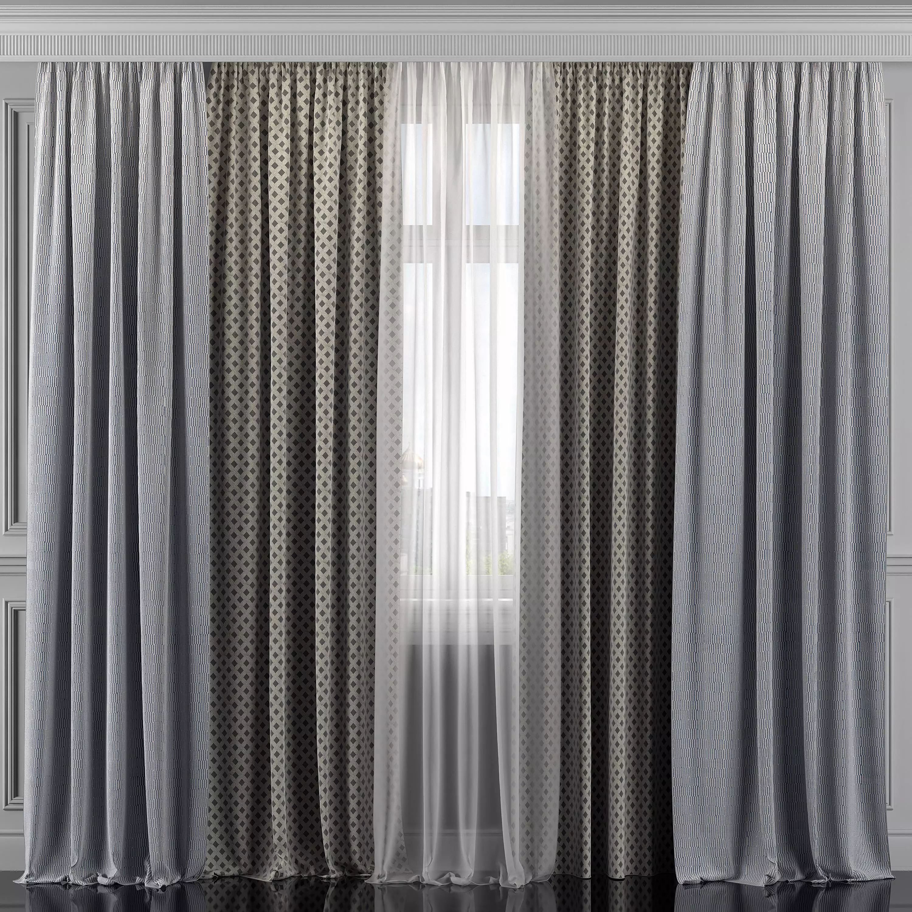 Curtain Set 302 3D model_0