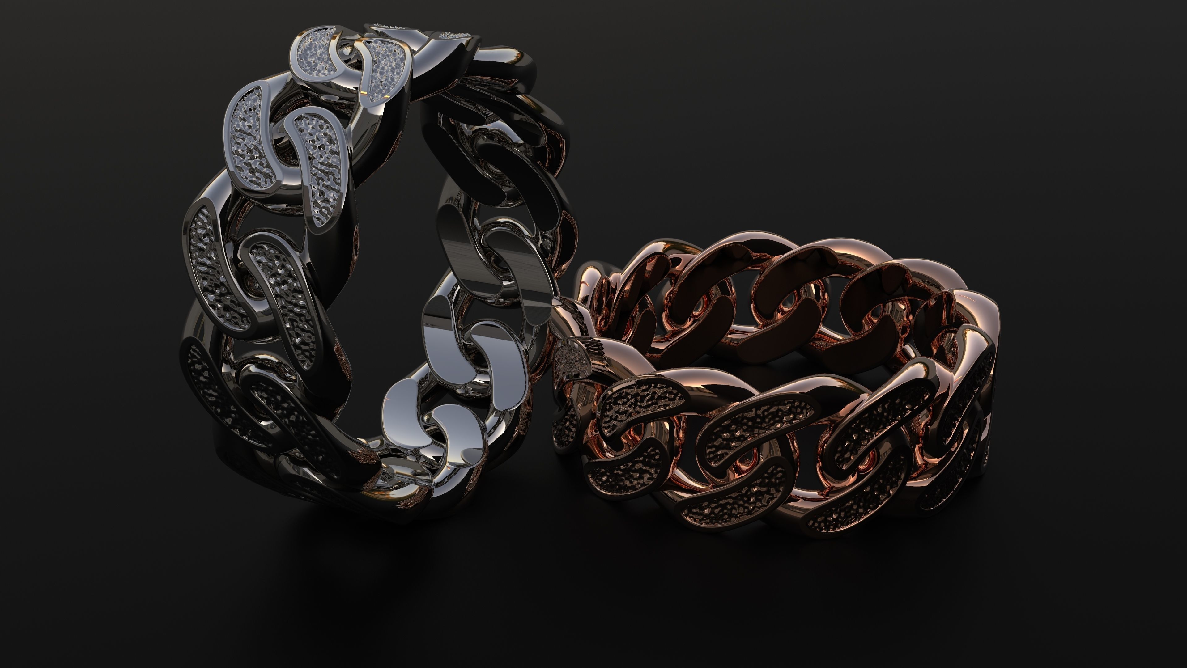 Cuban link ring 3D print model_1