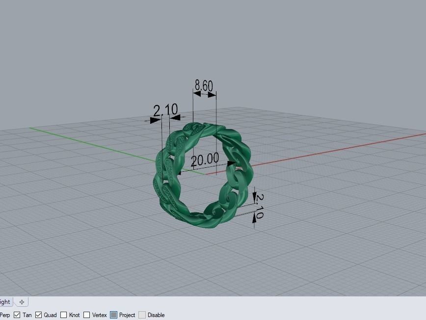 Cuban link ring 3D print model_4