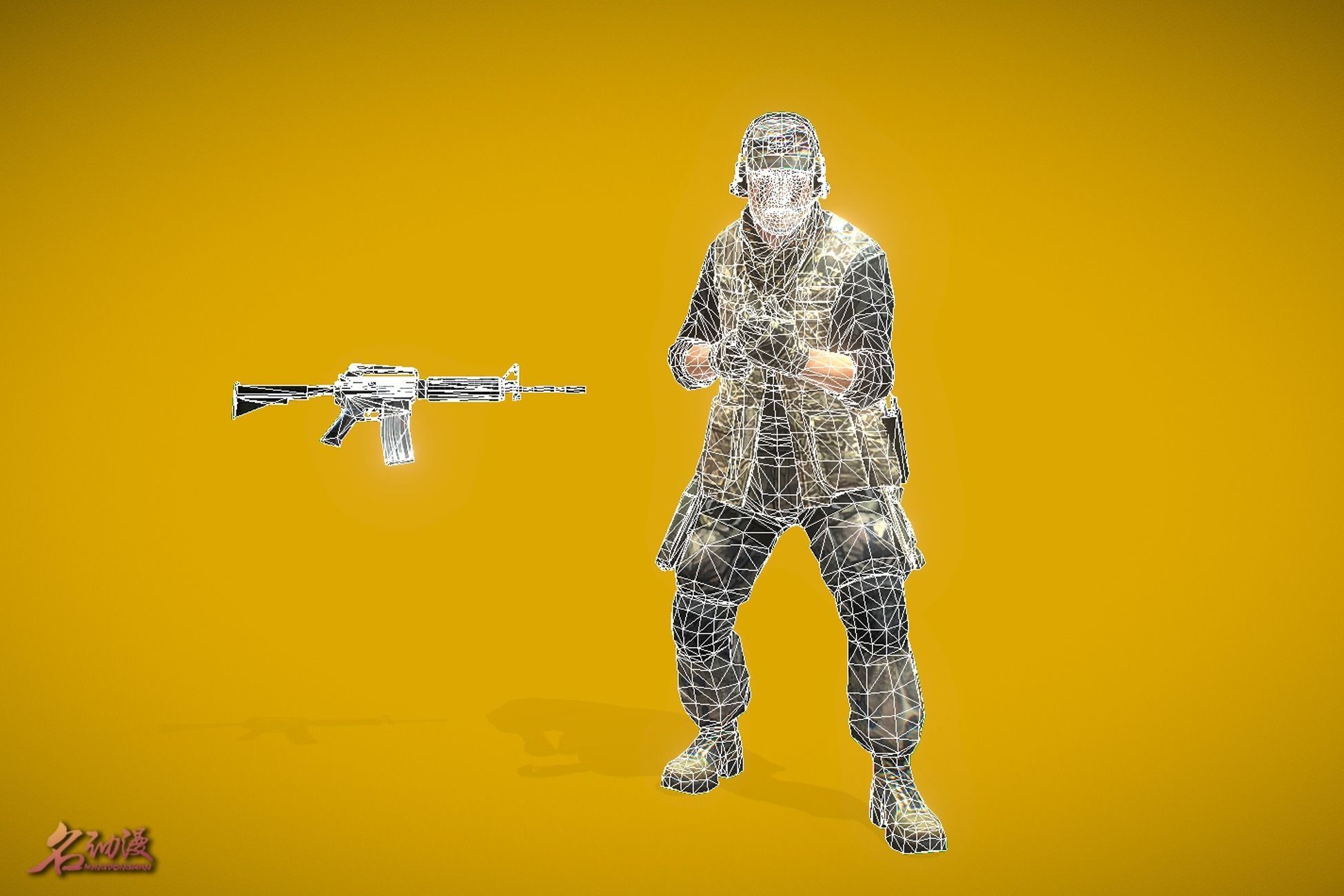 Battle Royale Soldier 4 Low-poly 3D model_5