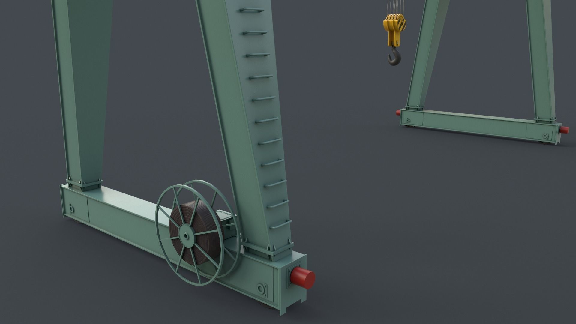 PBR Single Girder Gantry Crane V2 - Green Light Low-poly 3D model_11