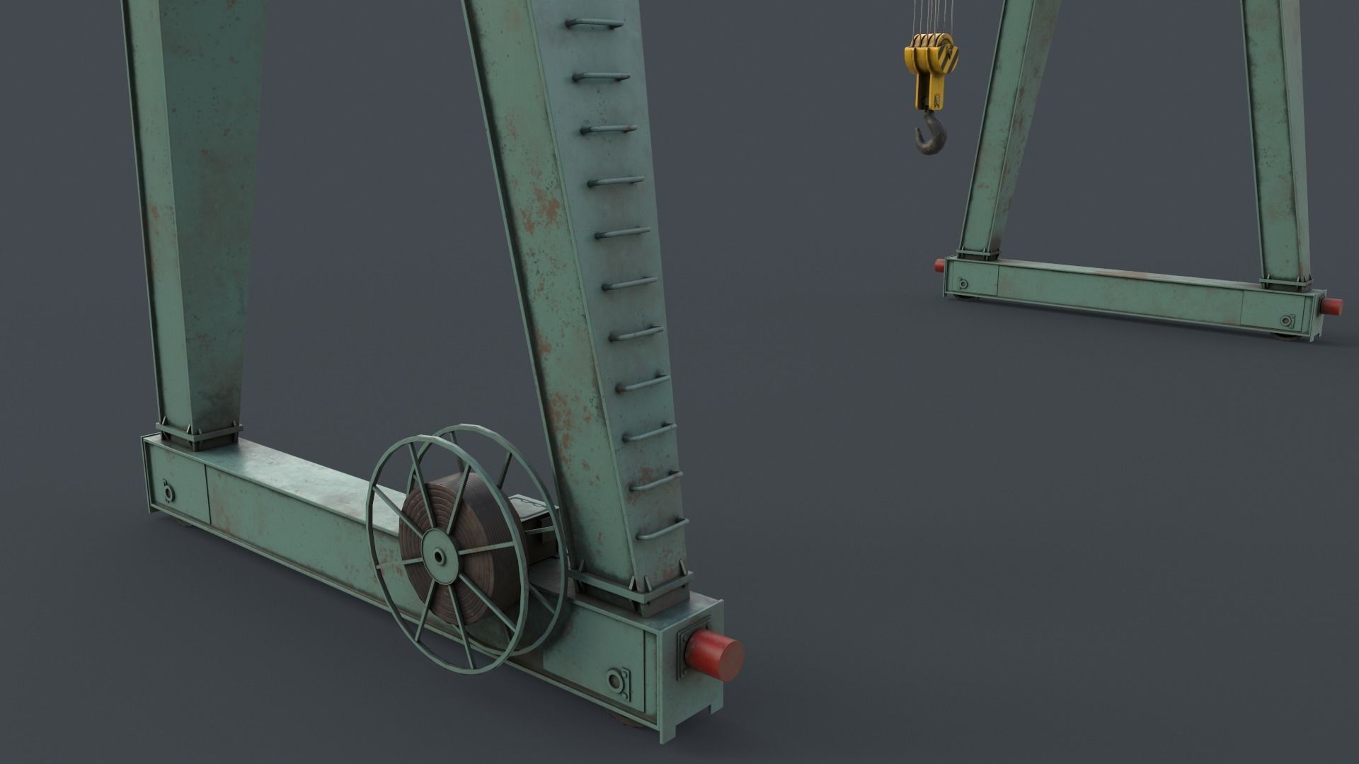 PBR Single Girder Gantry Crane V2 - Green Light Low-poly 3D model_12