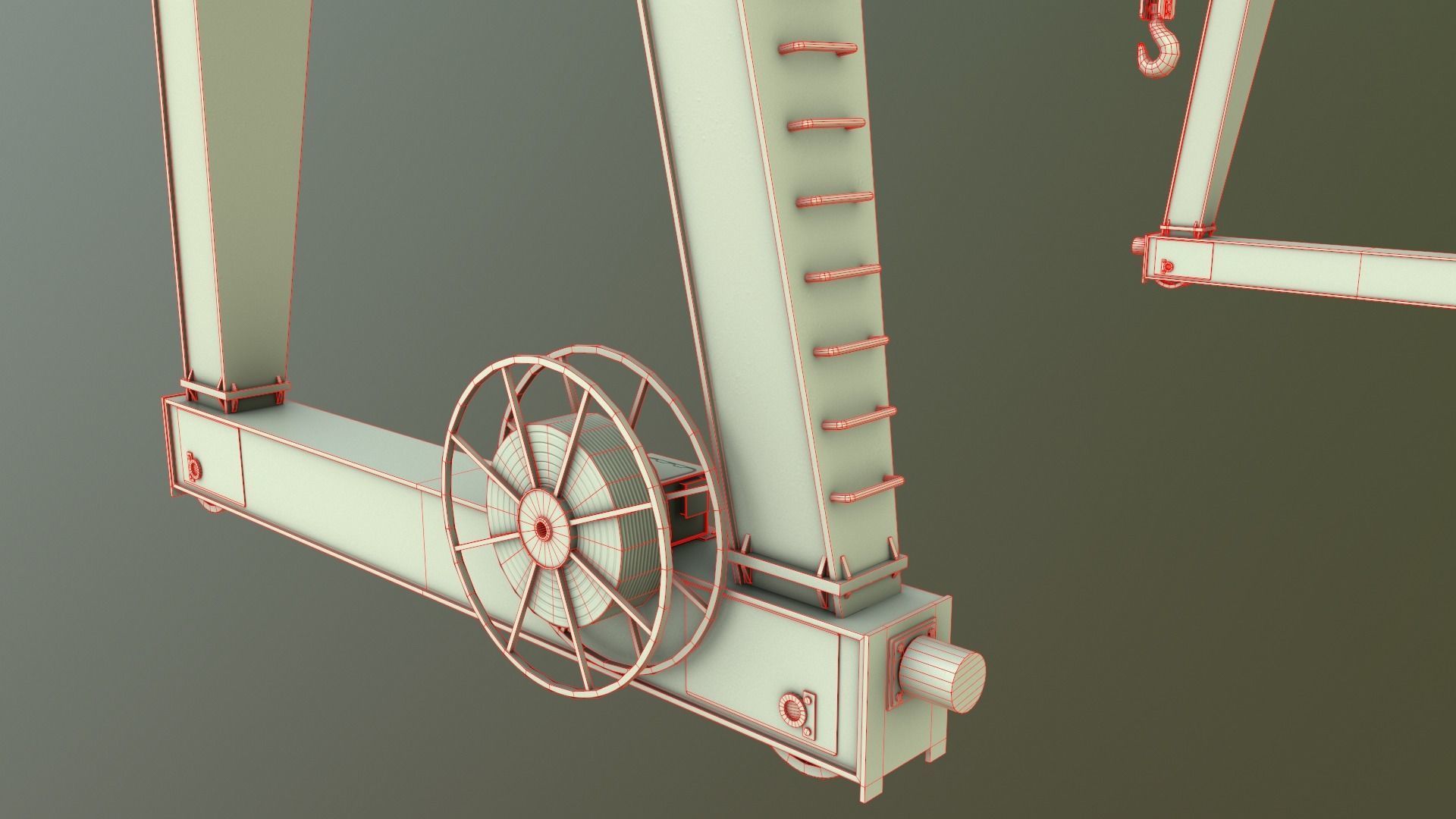 PBR Single Girder Gantry Crane V2 - Green Light Low-poly 3D model_21