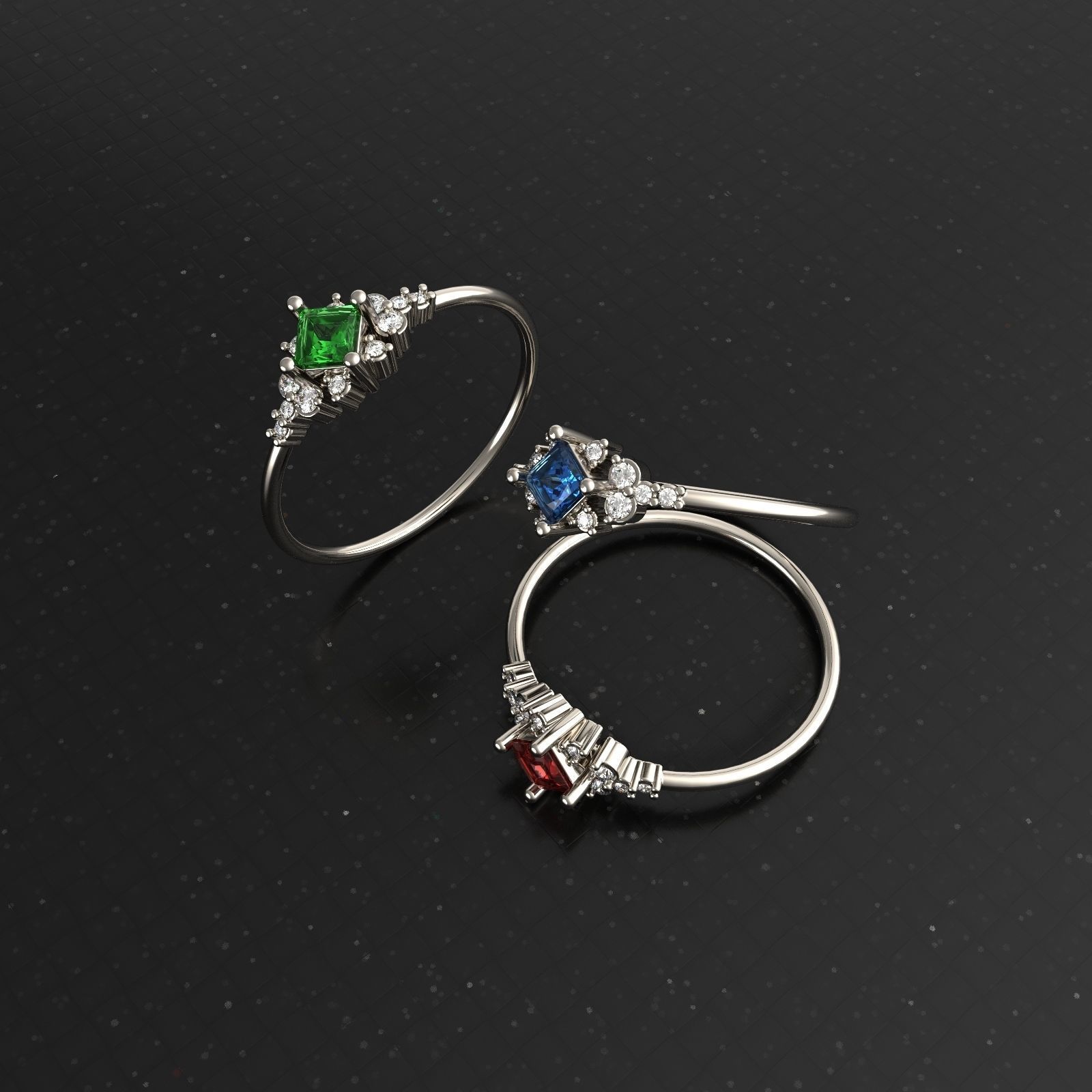 Engagement ring Princess 3D print for human 3D print model_8