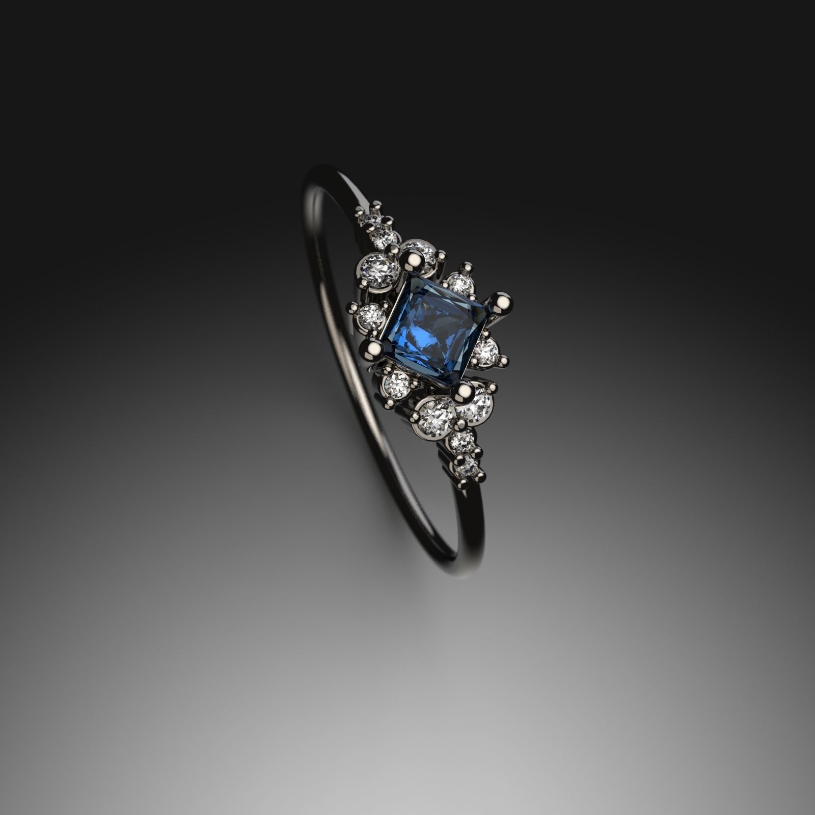 Engagement ring Princess 3D print for human 3D print model_6