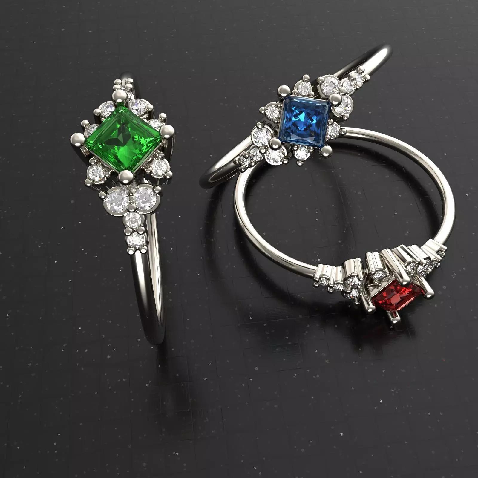 Engagement ring Princess 3D print for human 3D print model_0