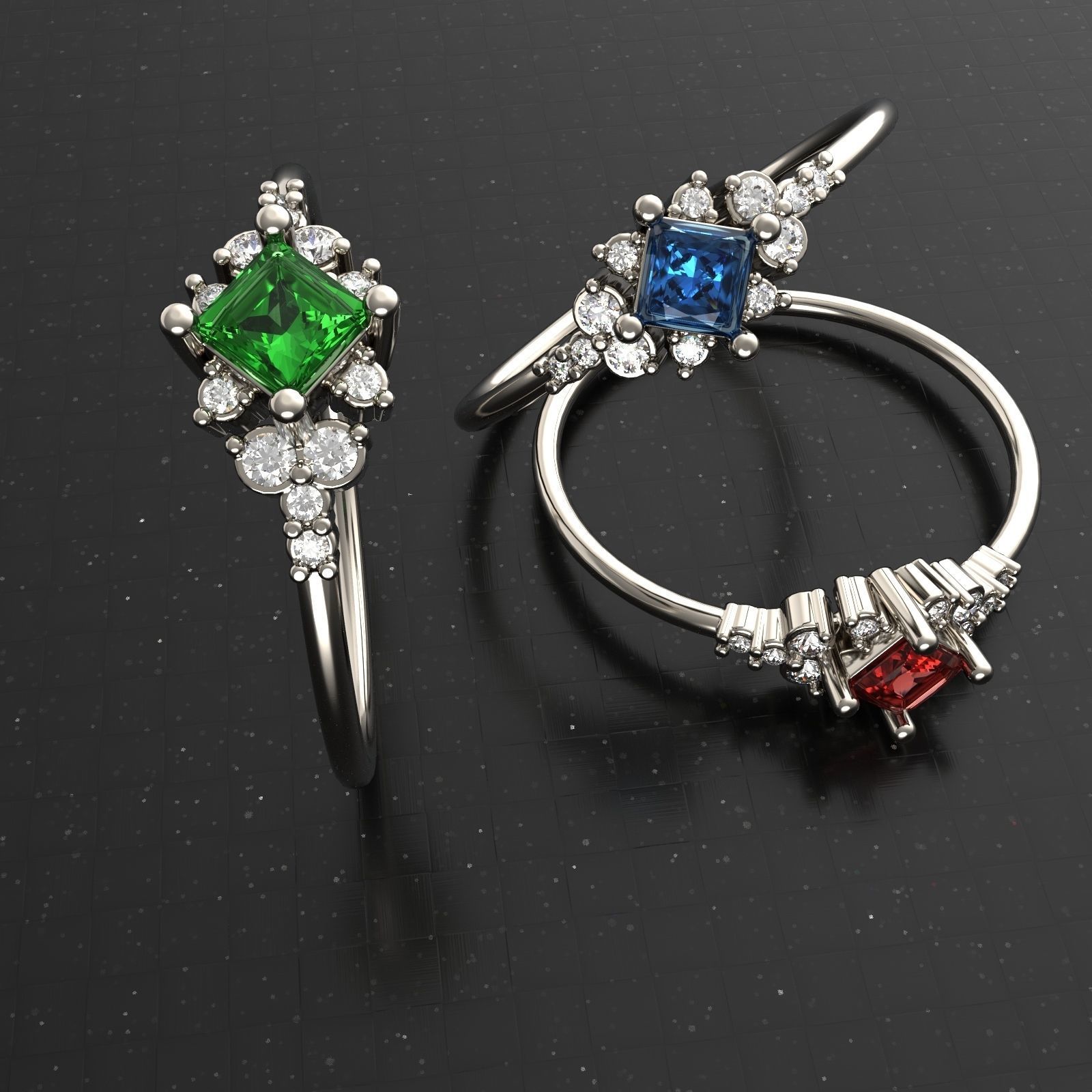 Engagement ring Princess 3D print for human 3D print model_9