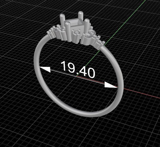Engagement ring Princess 3D print for human 3D print model_7
