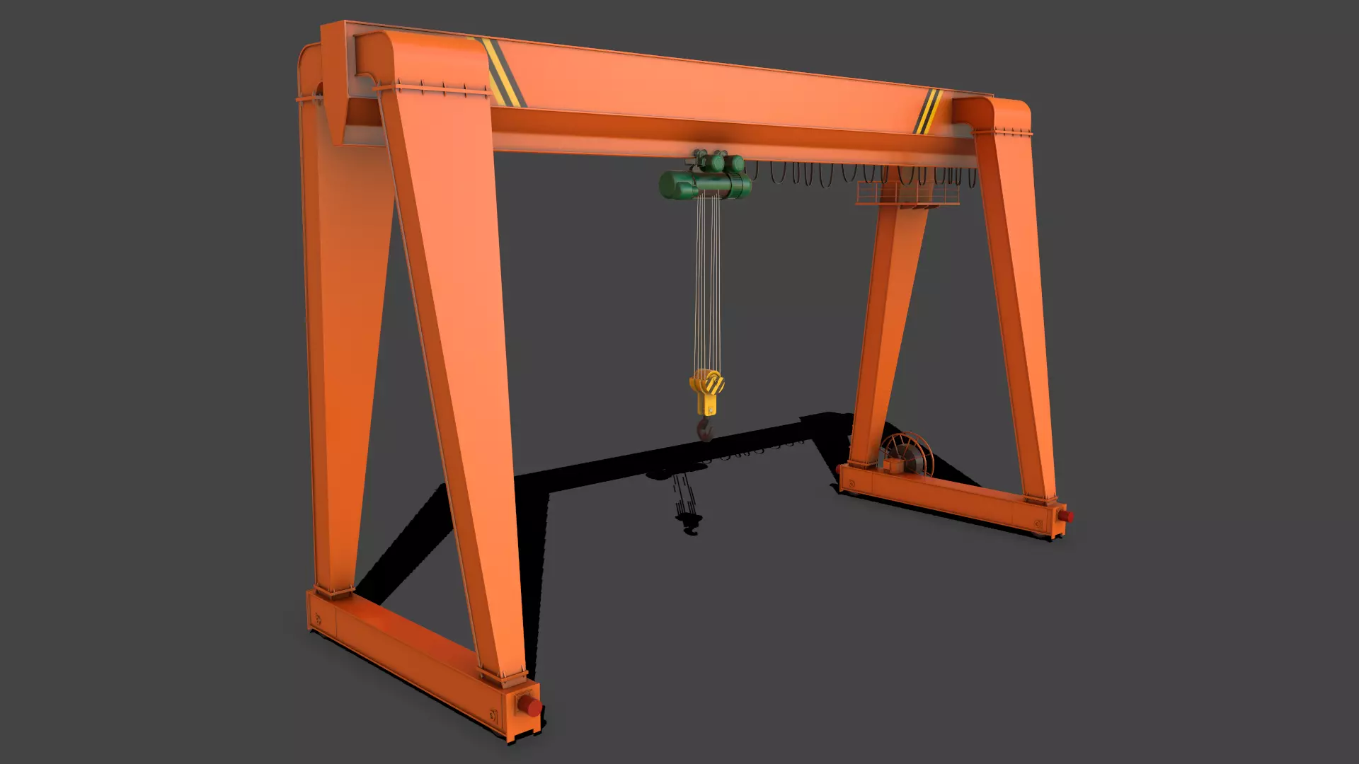 PBR Single Girder Gantry Crane V2 - Orange Low-poly 3D model_0