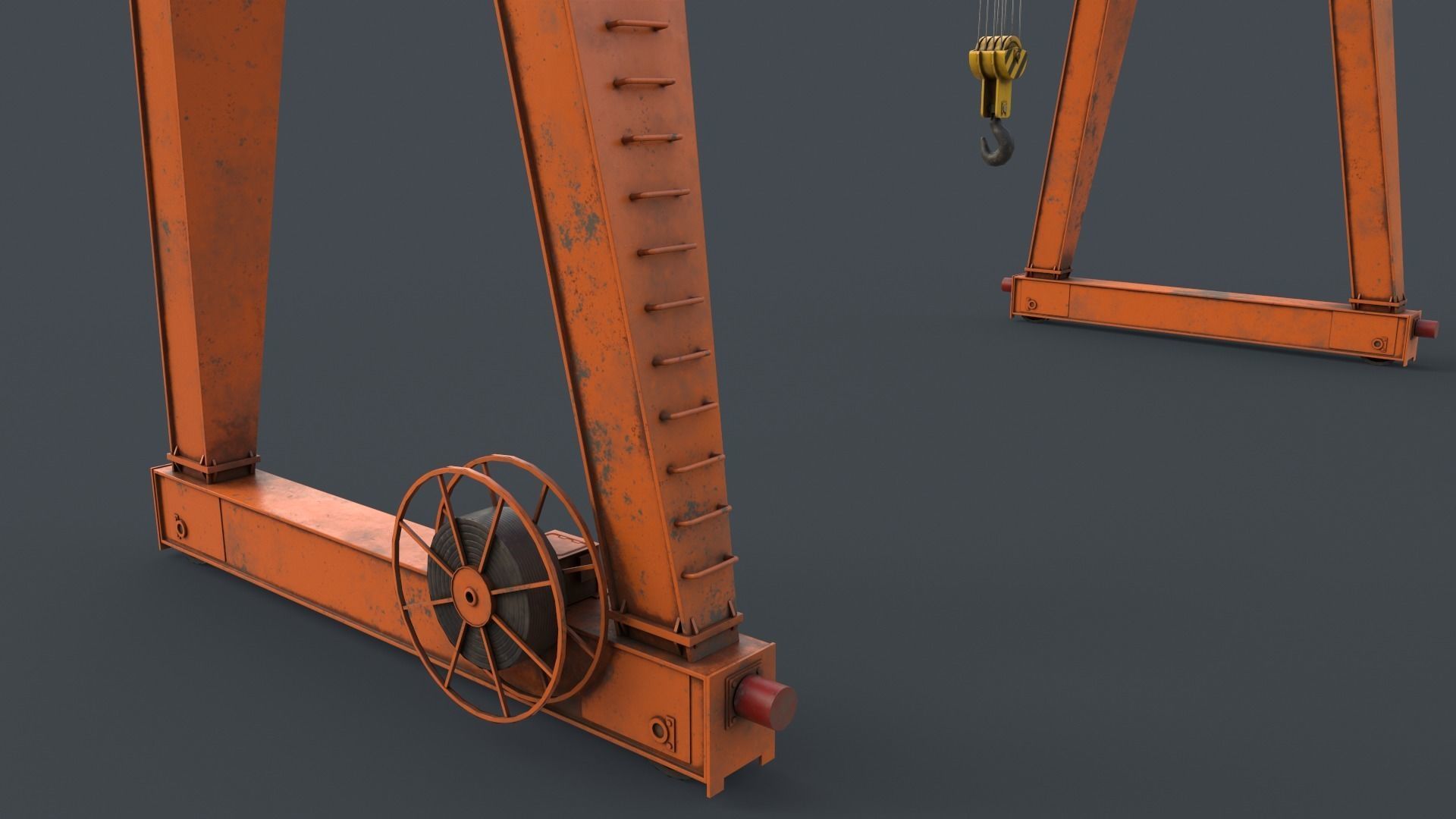 PBR Single Girder Gantry Crane V2 - Orange Low-poly 3D model_12