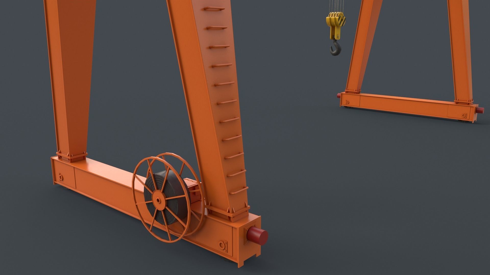 PBR Single Girder Gantry Crane V2 - Orange Low-poly 3D model_11