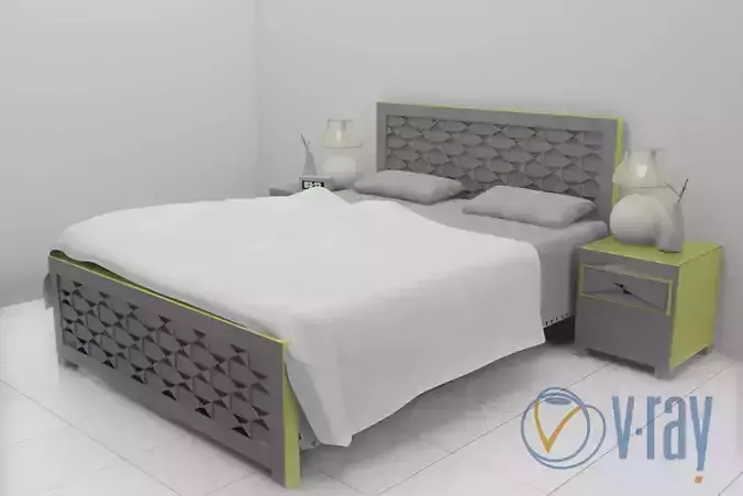 Modern Gray Master Bed 3D model