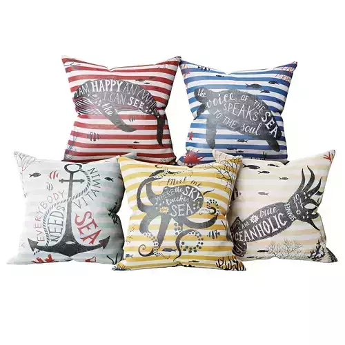 Set of decorative pillows in a marine style 2 3D model