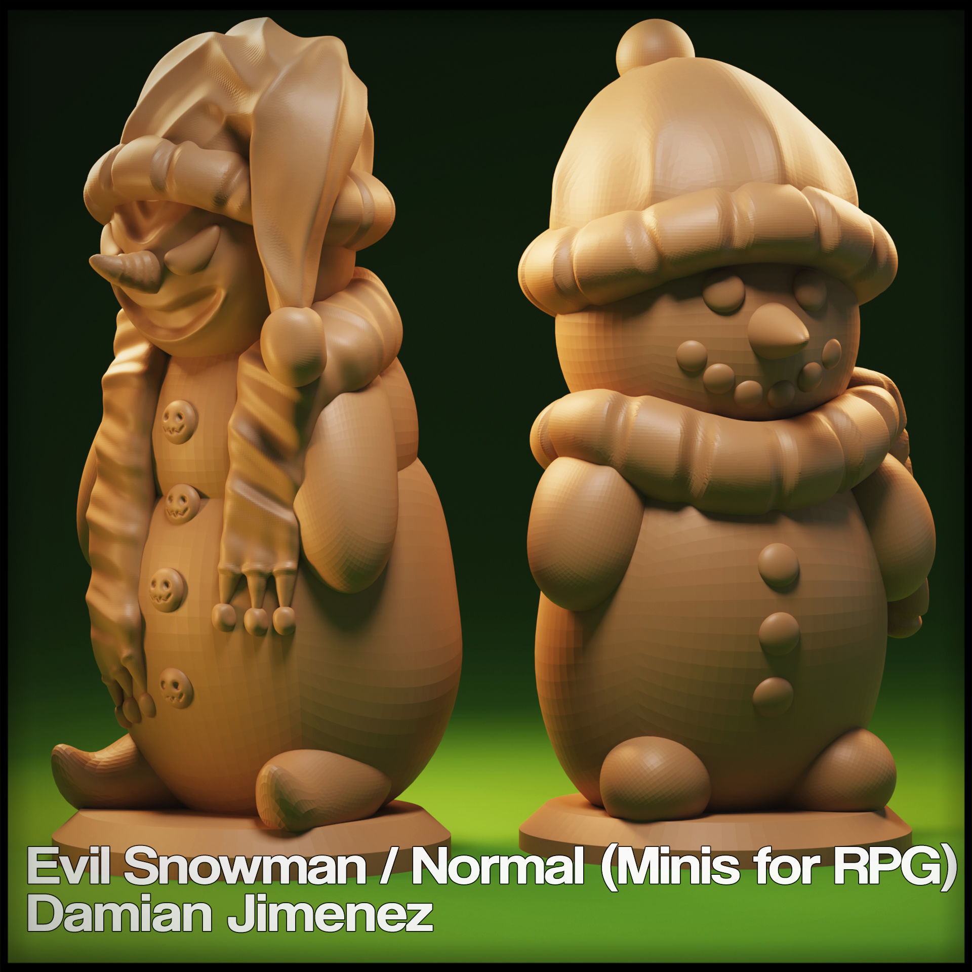 Evil Snowman Miniature for tabletop games RPG 3D print model_2