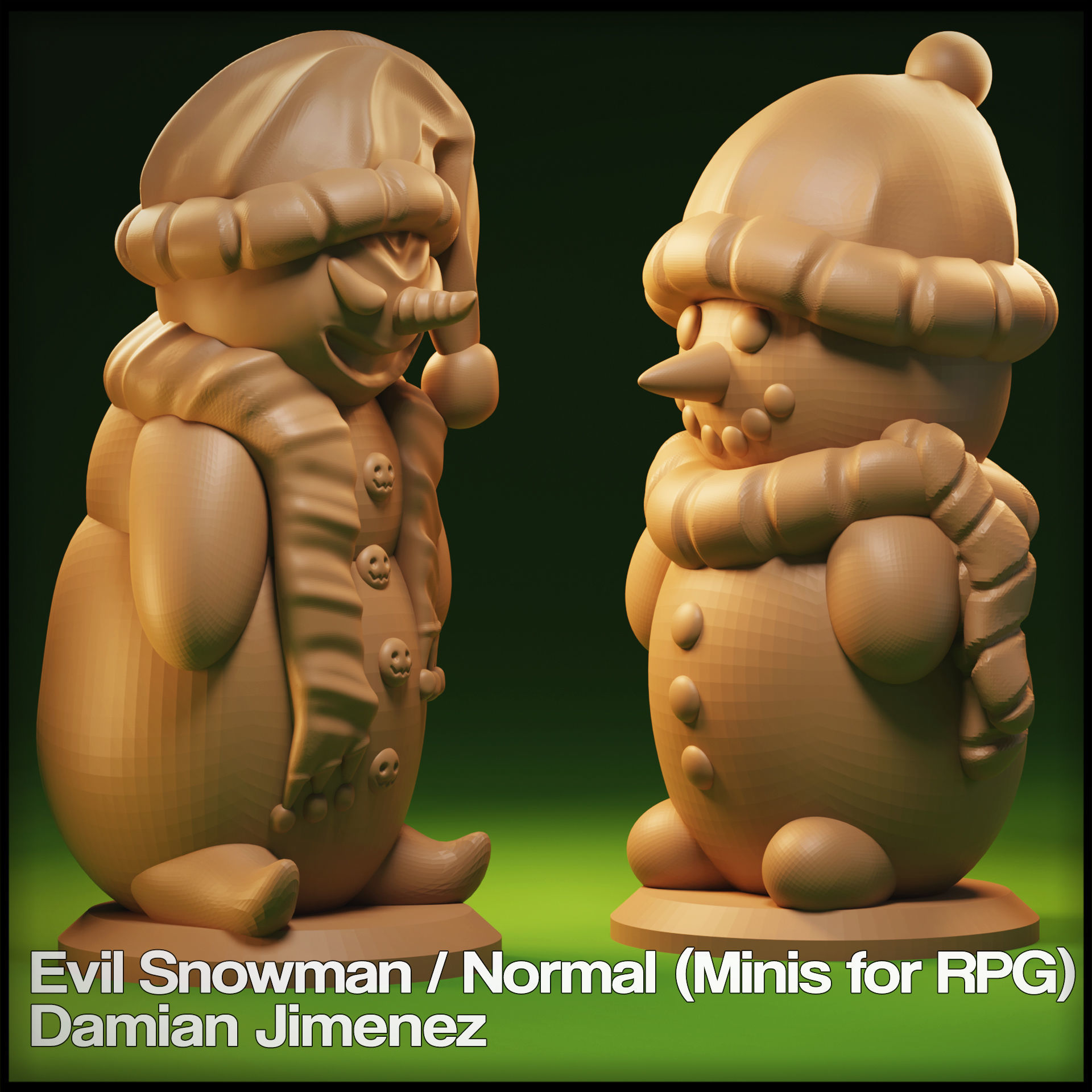 Evil Snowman Miniature for tabletop games RPG 3D print model_1