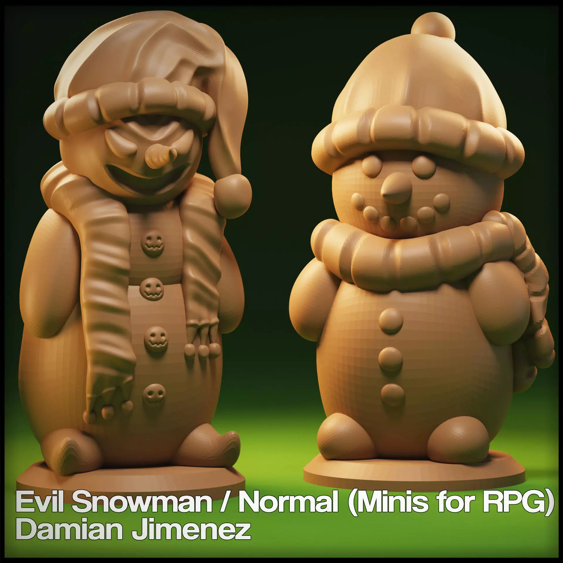 Evil Snowman Miniature for tabletop games RPG 3D print model_0