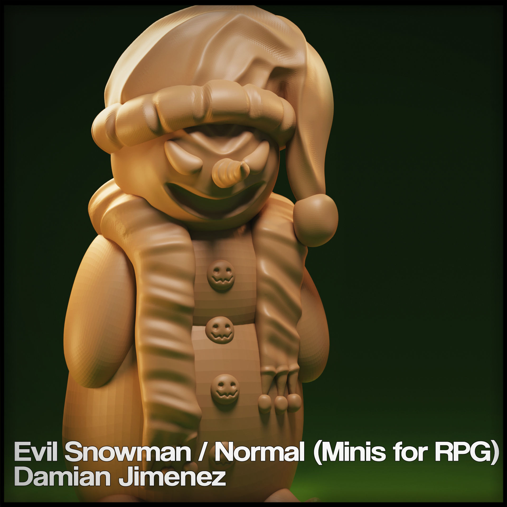 Evil Snowman Miniature for tabletop games RPG 3D print model_3