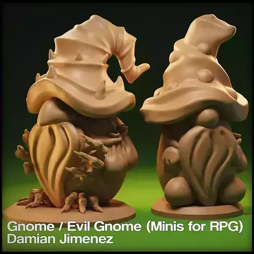 Evil Gnome and Normal Gnome Miniature for role playing games  3D print model