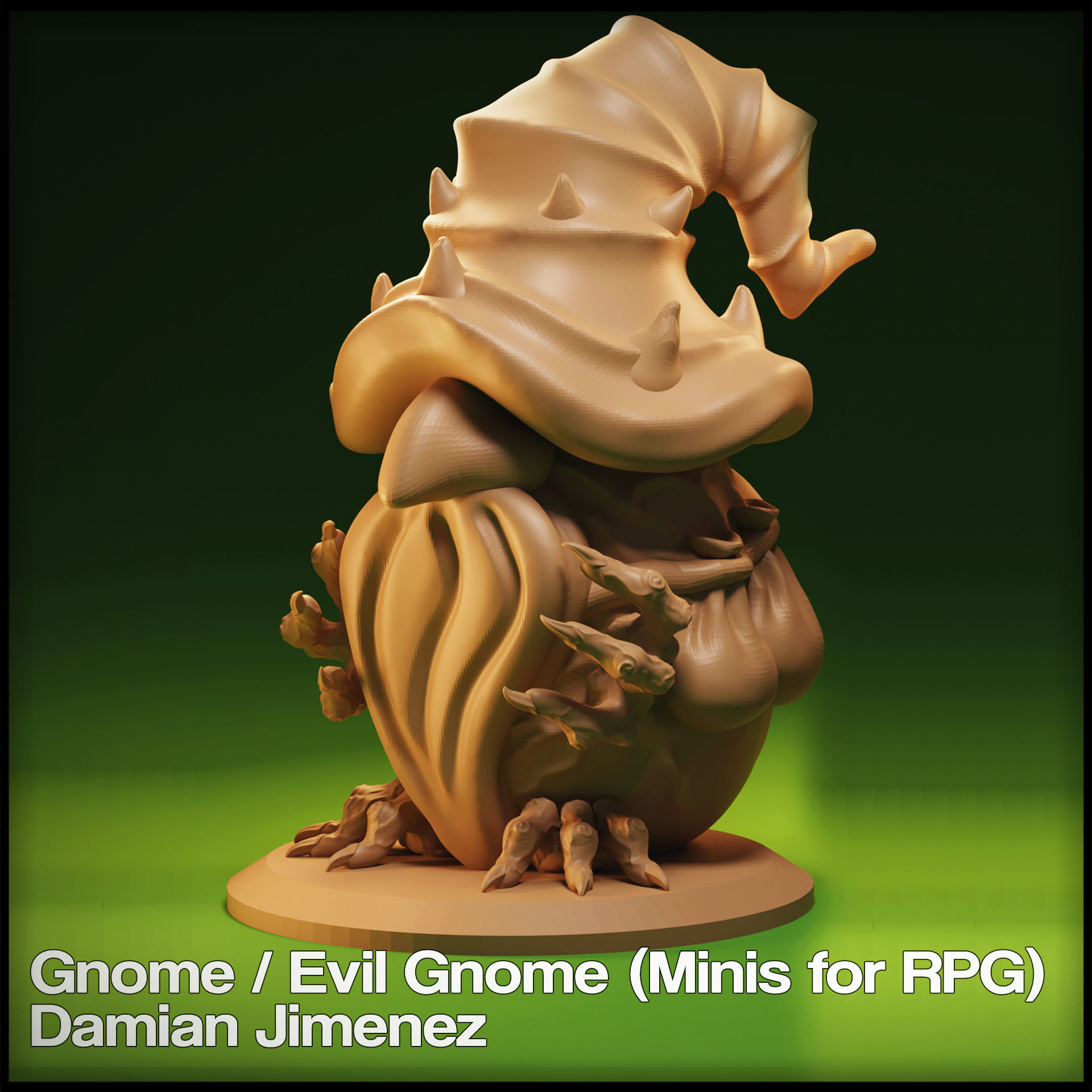 Evil Gnome and Normal Gnome Miniature for role playing games  3D print model_3