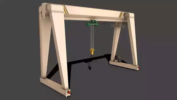 PBR Single Girder Gantry Crane V2 - White Low-poly 3D model