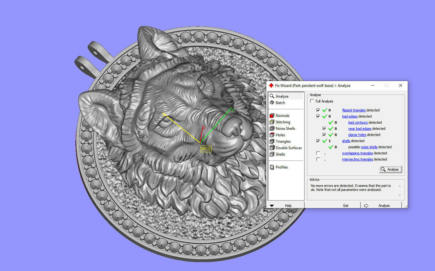 pendant wolf v2 3D print model_4