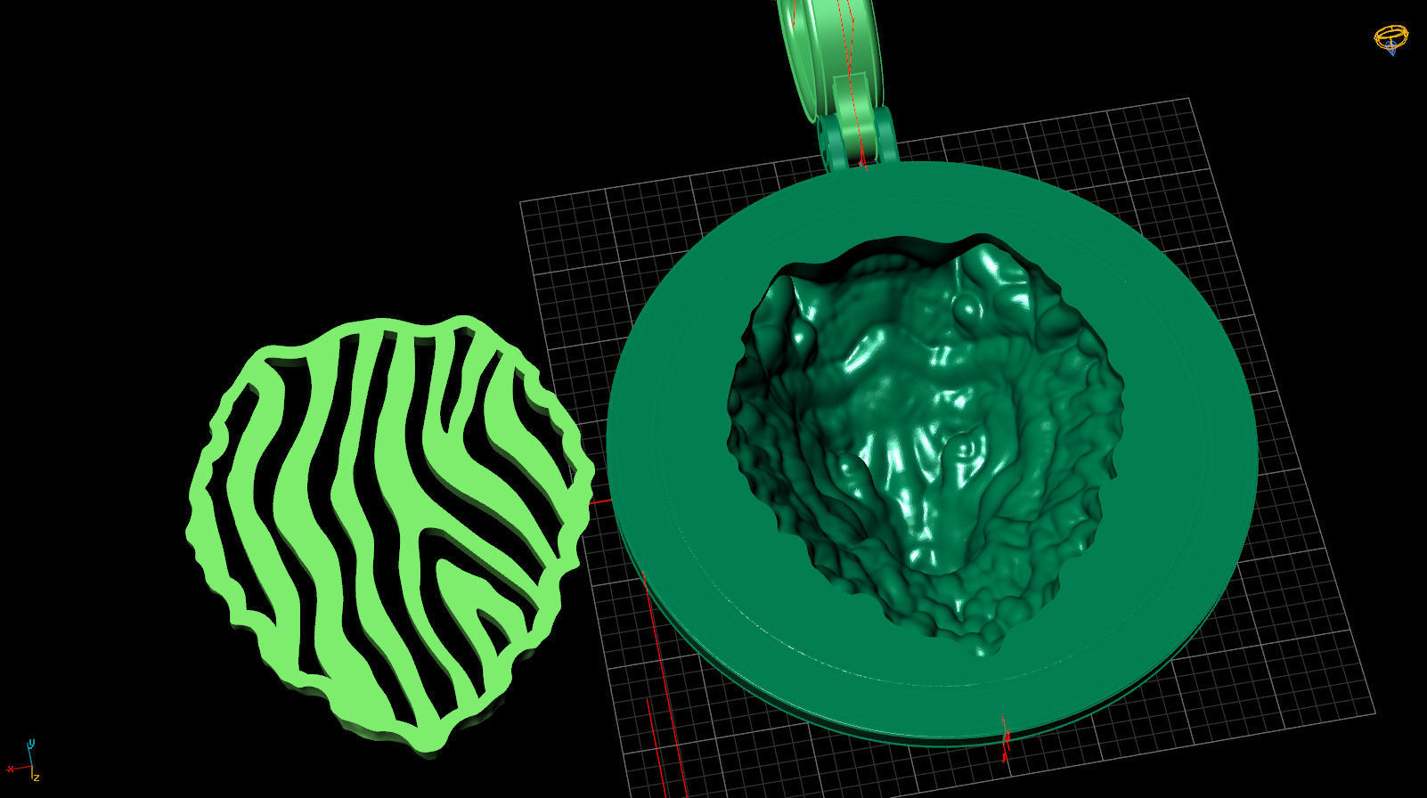 pendant wolf v2 3D print model_5