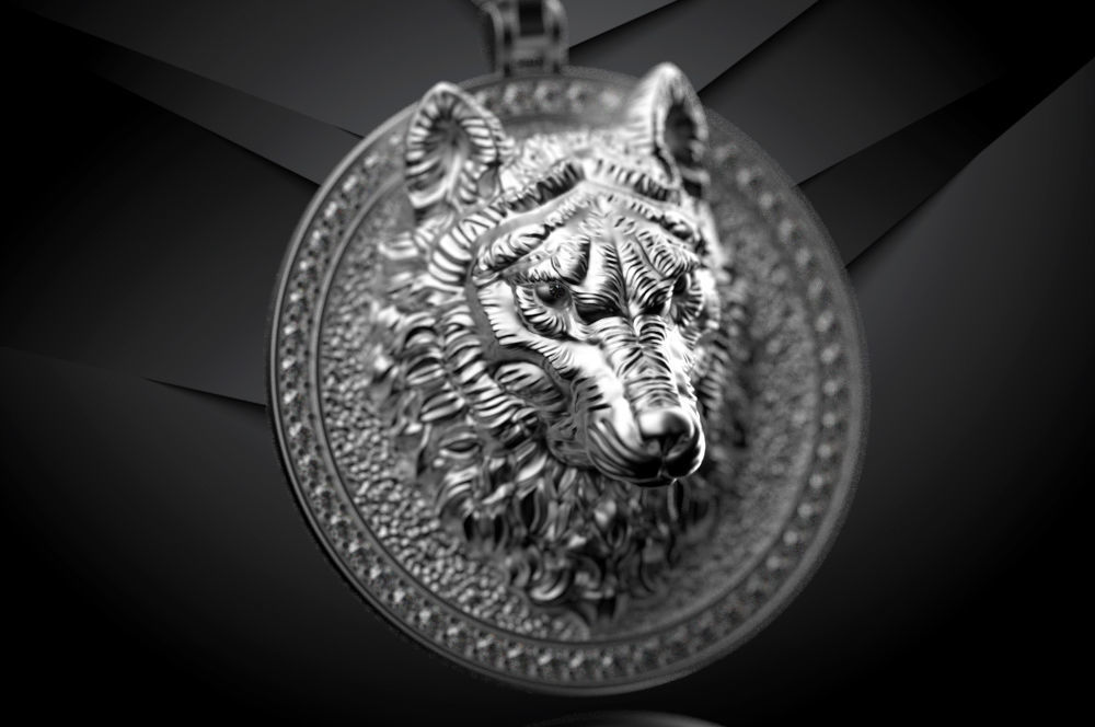 pendant wolf v2 3D print model_0