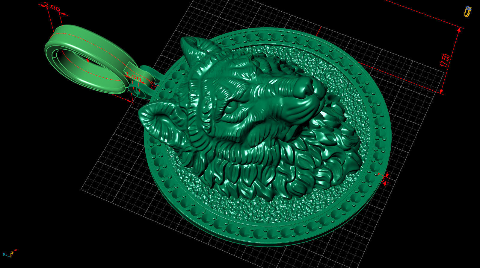 pendant wolf v2 3D print model_14