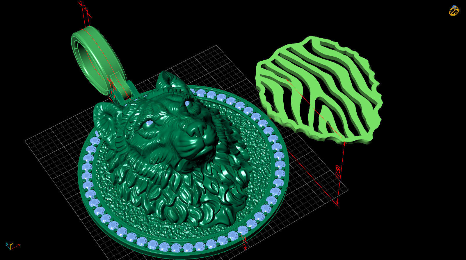 pendant wolf v2 3D print model_15