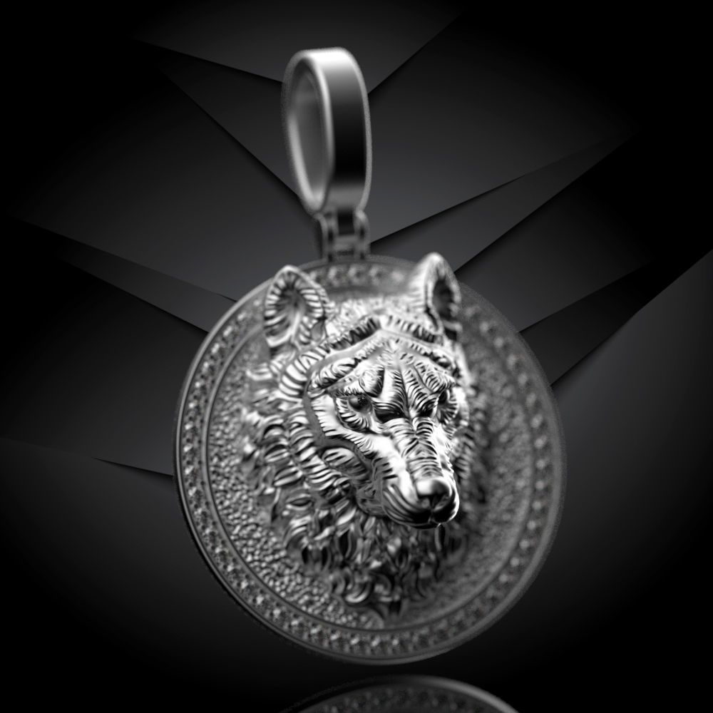pendant wolf v2 3D print model_1