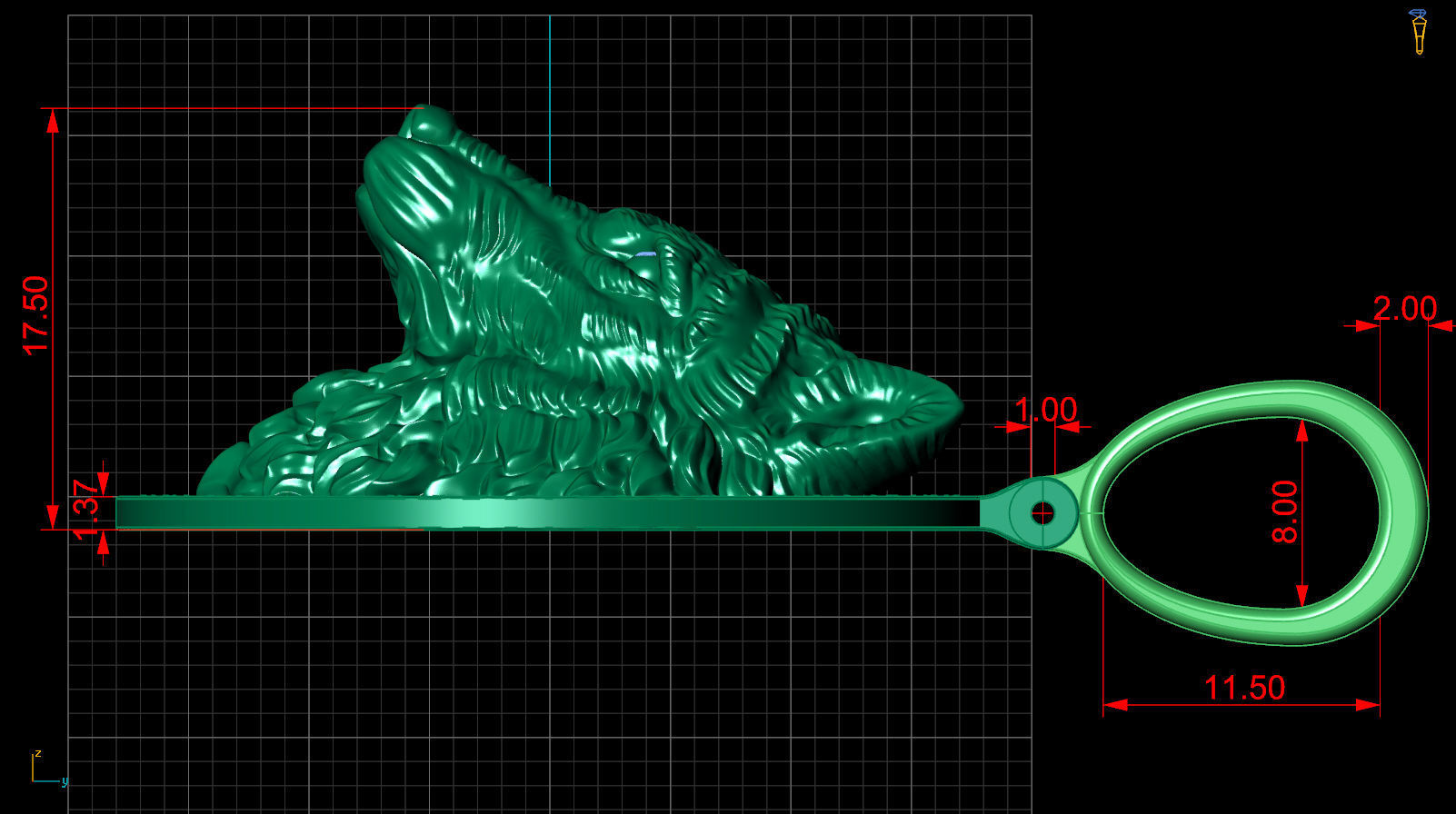 pendant wolf v2 3D print model_11