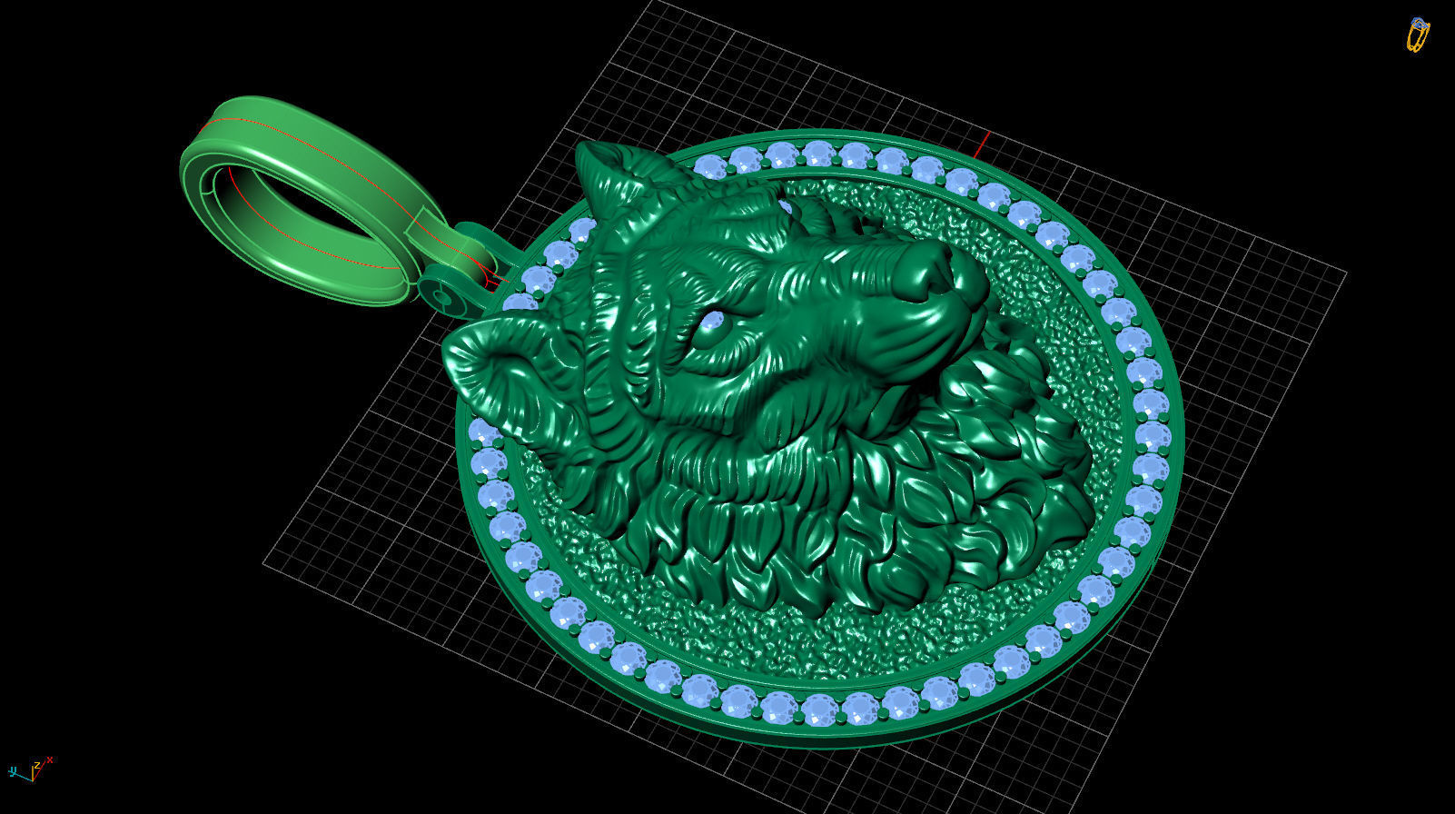 pendant wolf v2 3D print model_3