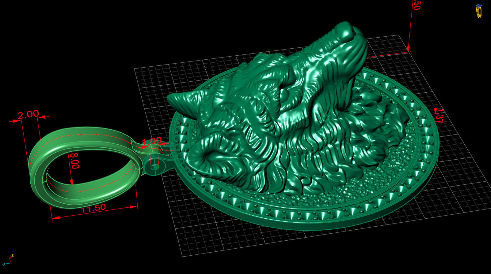 pendant wolf v2 3D print model_8