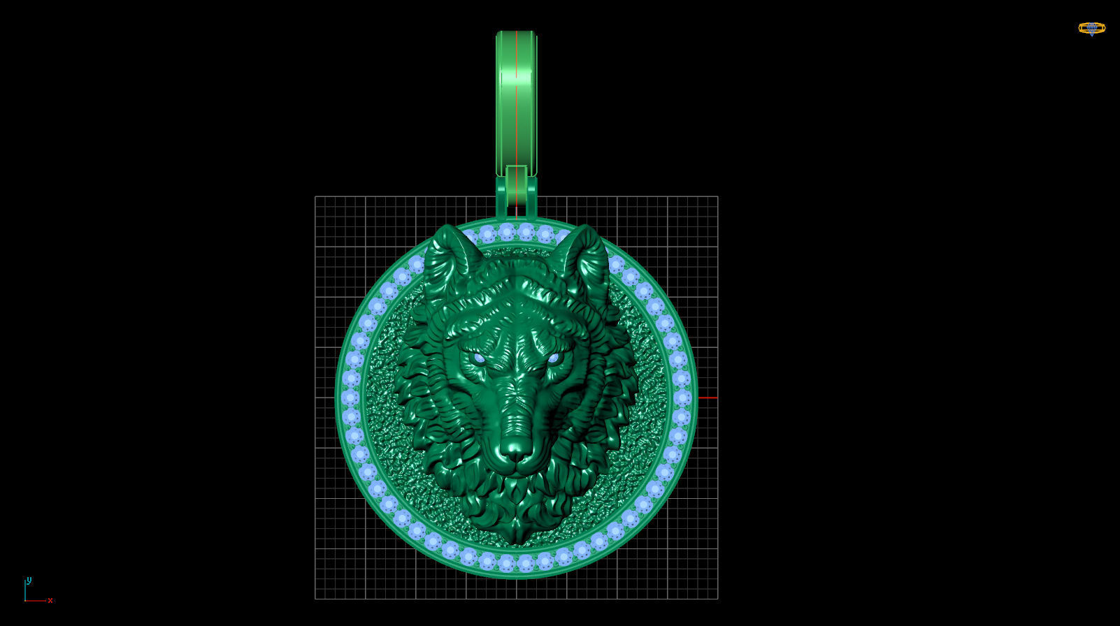 pendant wolf v2 3D print model_10